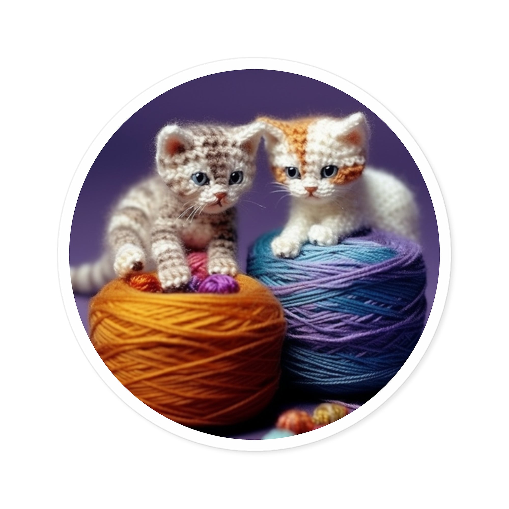Yarn Kittens Sticker, Cute Craft Art, Cozy Handmade Look, Whimsical Pair