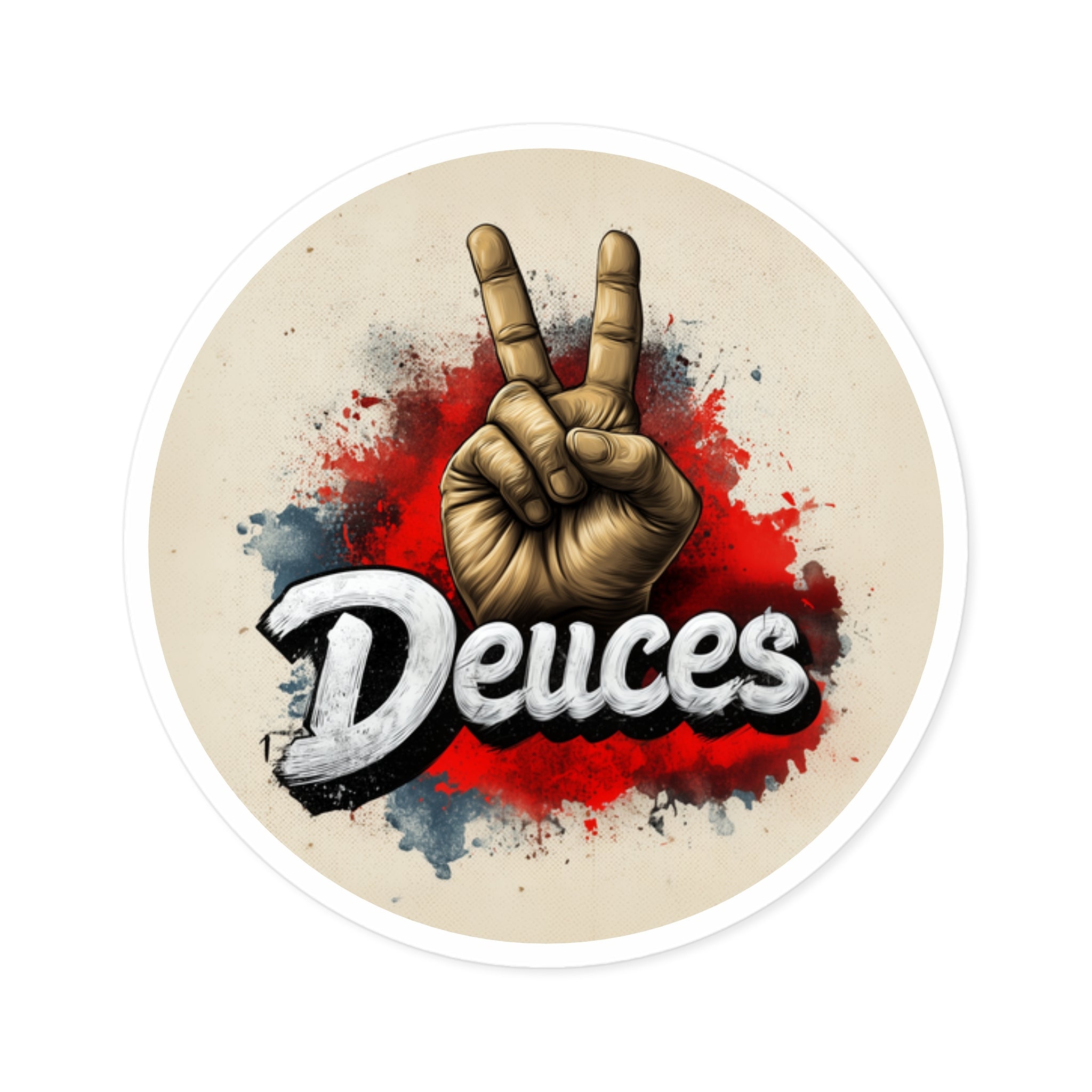 deuces hand sign sticker, bold graphic style, laptop decor, motivational gift