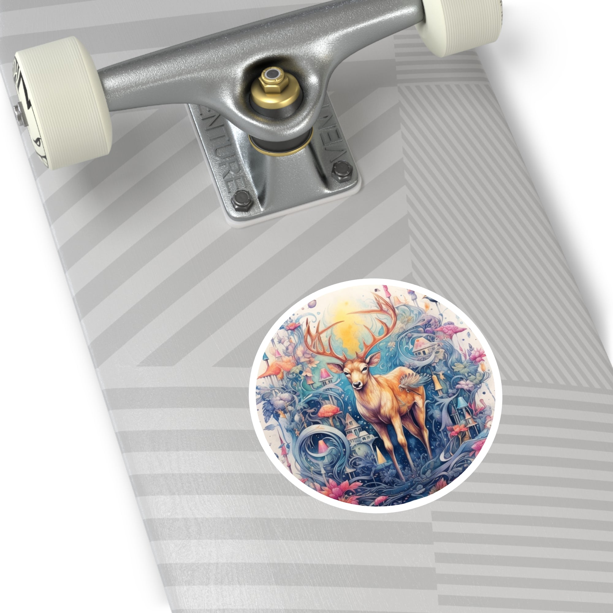 Whimsical Deer Fantasy Sticker, Enchanted Forest Design, Magical Art, Dream Scene