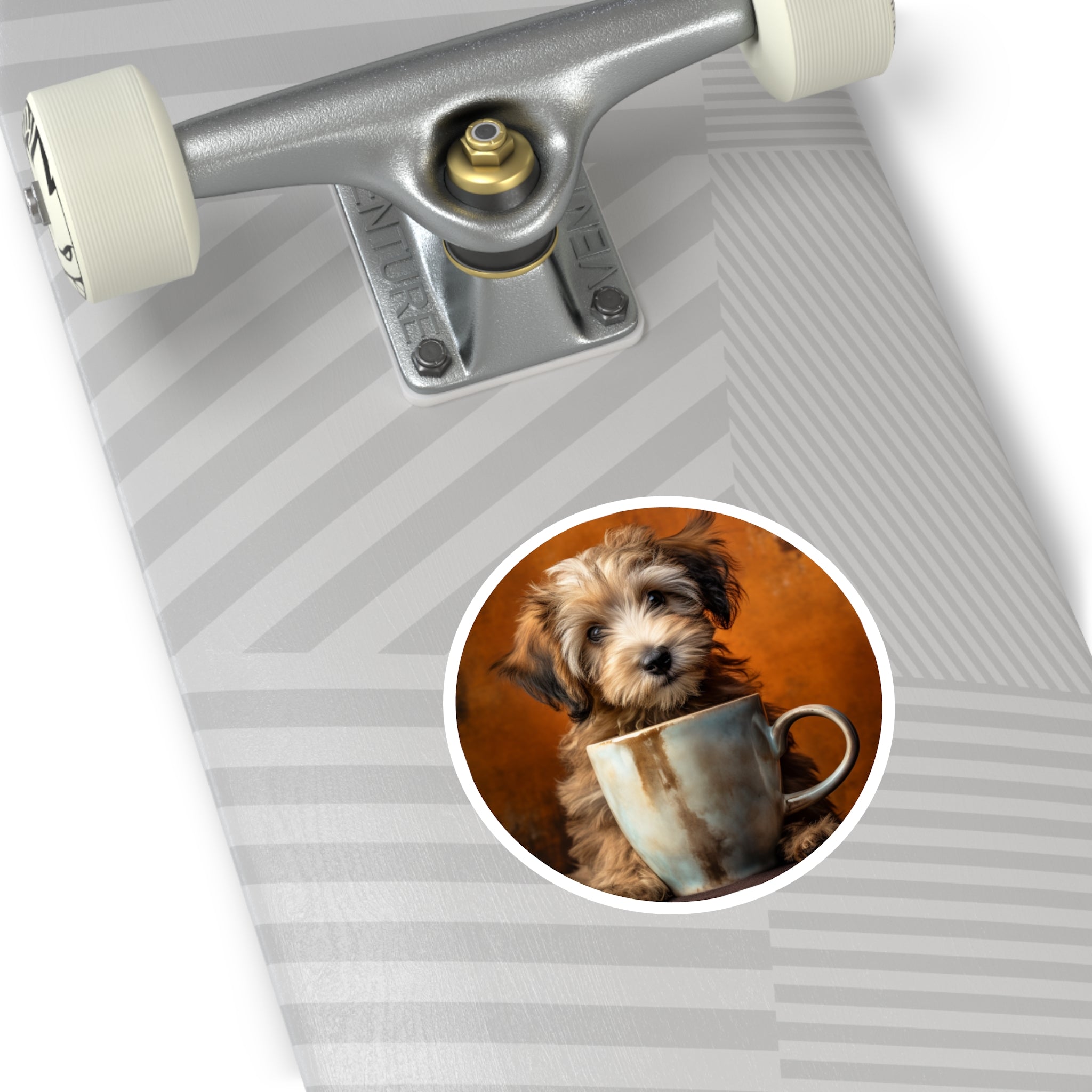 Coffee Pup Sticker, Cute Dog Art, Cozy Morning Design, Adorable Aesthetic