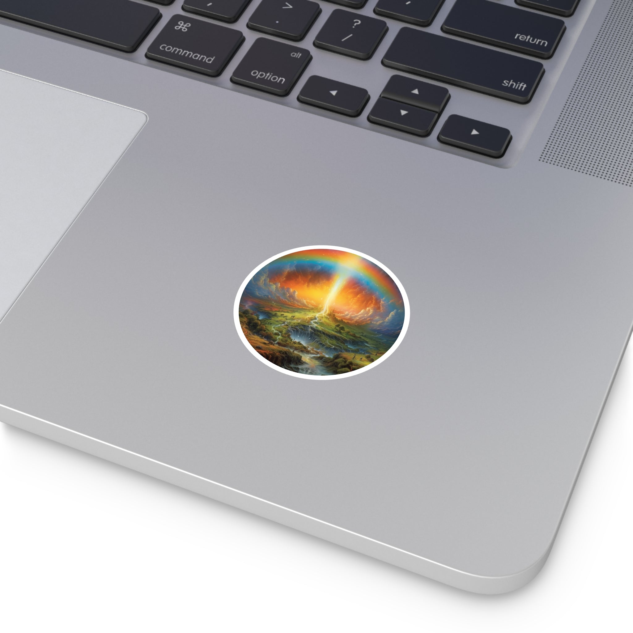 rainbow landscape sticker, fantasy sky art, laptop decor, inspirational gift
