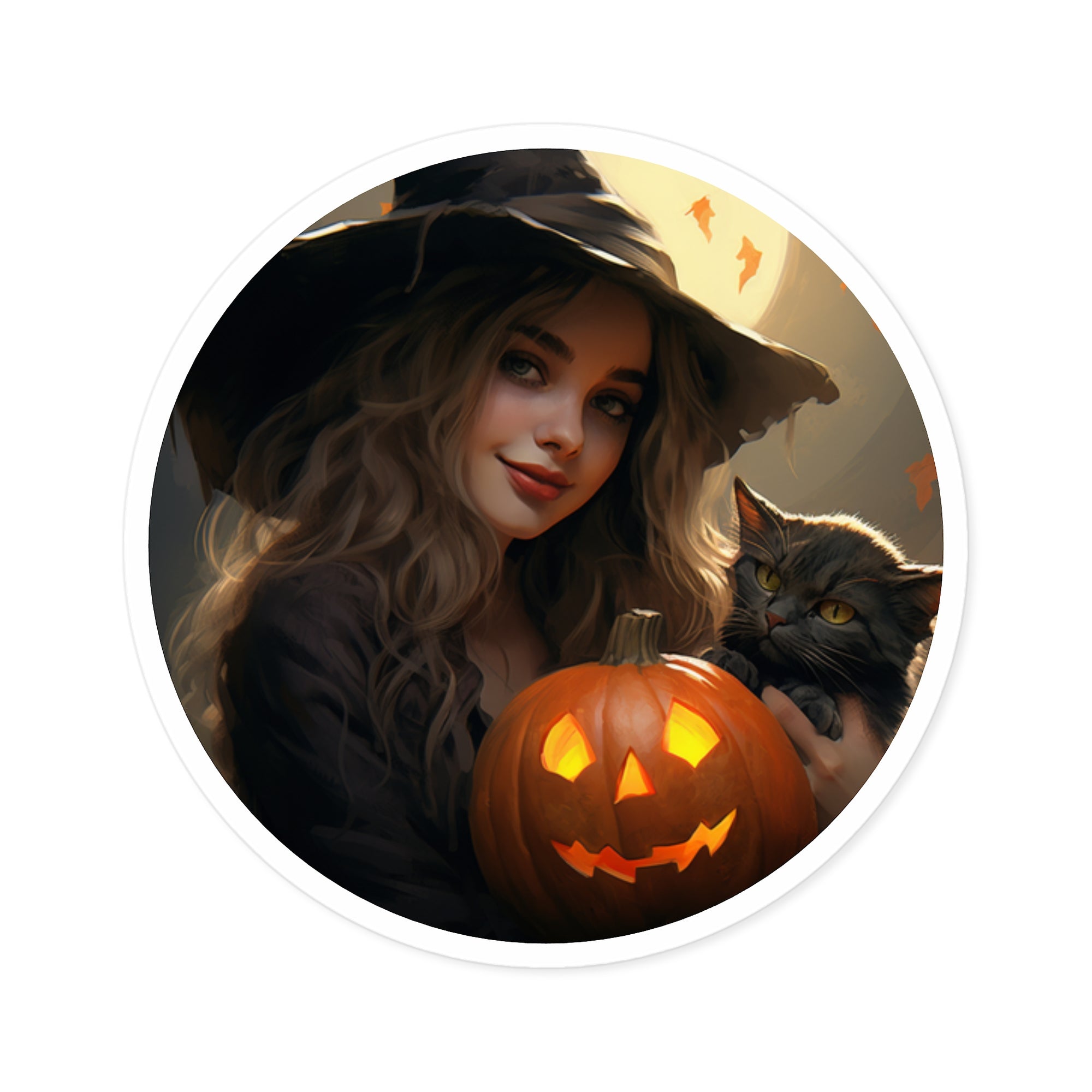 Cute Witch Holding Pumpkin Sticker