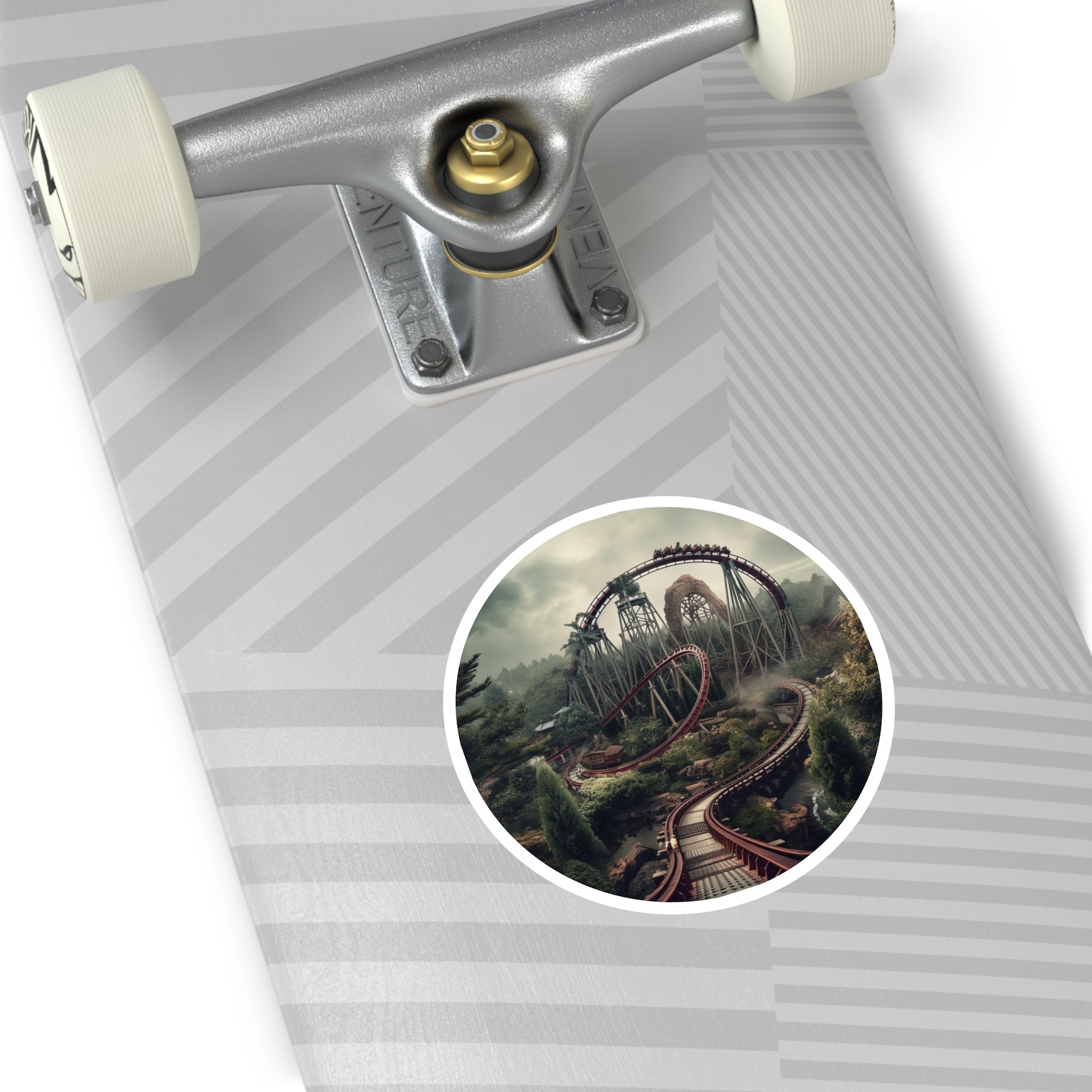 Forest Loop Coaster, Nature Ride Sticker, Misty Adventure Art, Tranquil Design