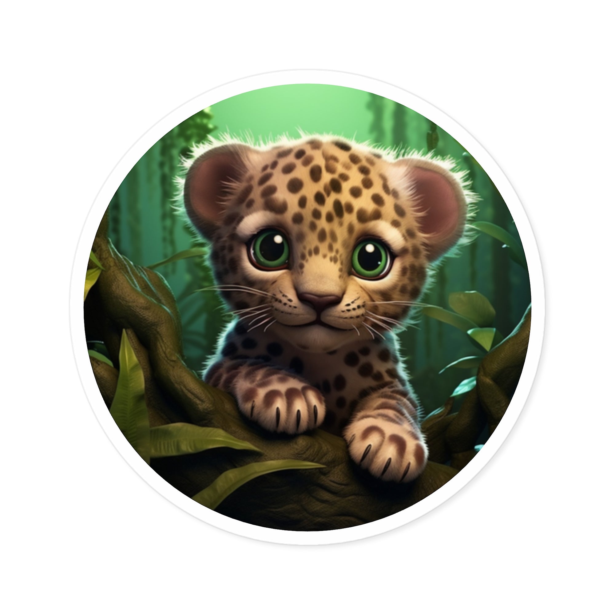 Baby Jaguar Sticker, Cute Jungle Art, Adorable Animal Design, Playful Gift