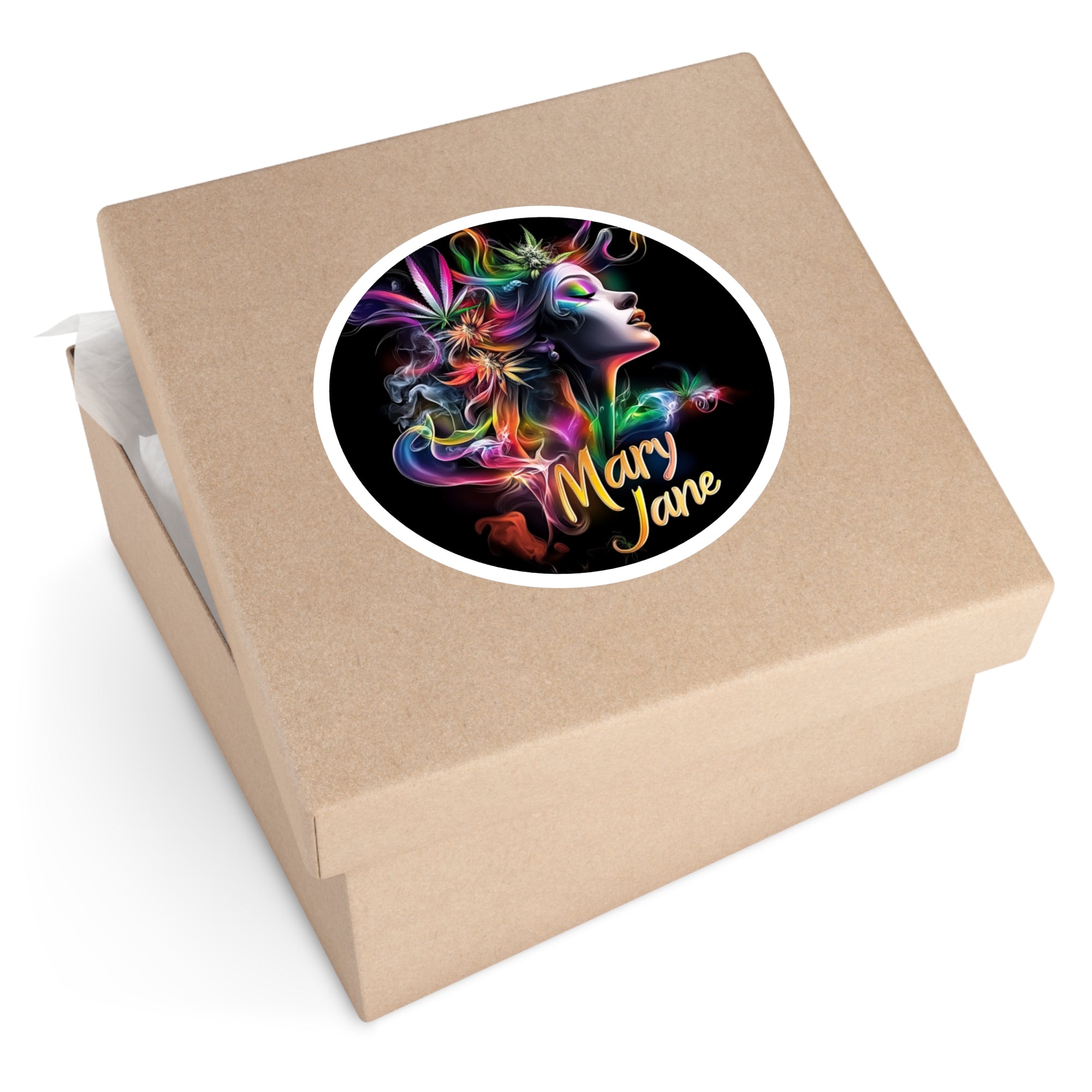 Mary Jane portrait sticker, vibrant art, expressive character, bold design