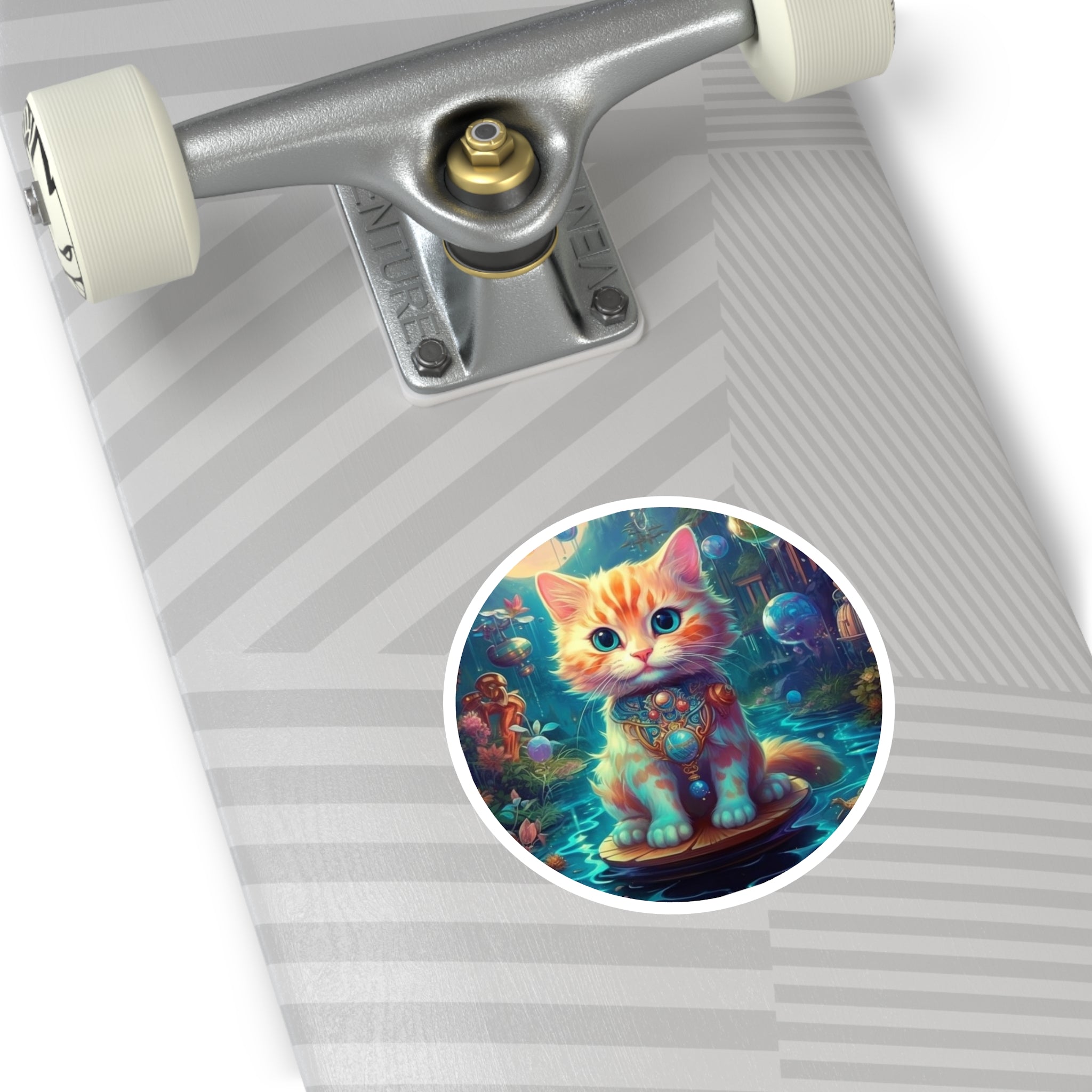 Fantasy River Cat, Cute Art Sticker, Laptop Decoration, Pet Lover Gift