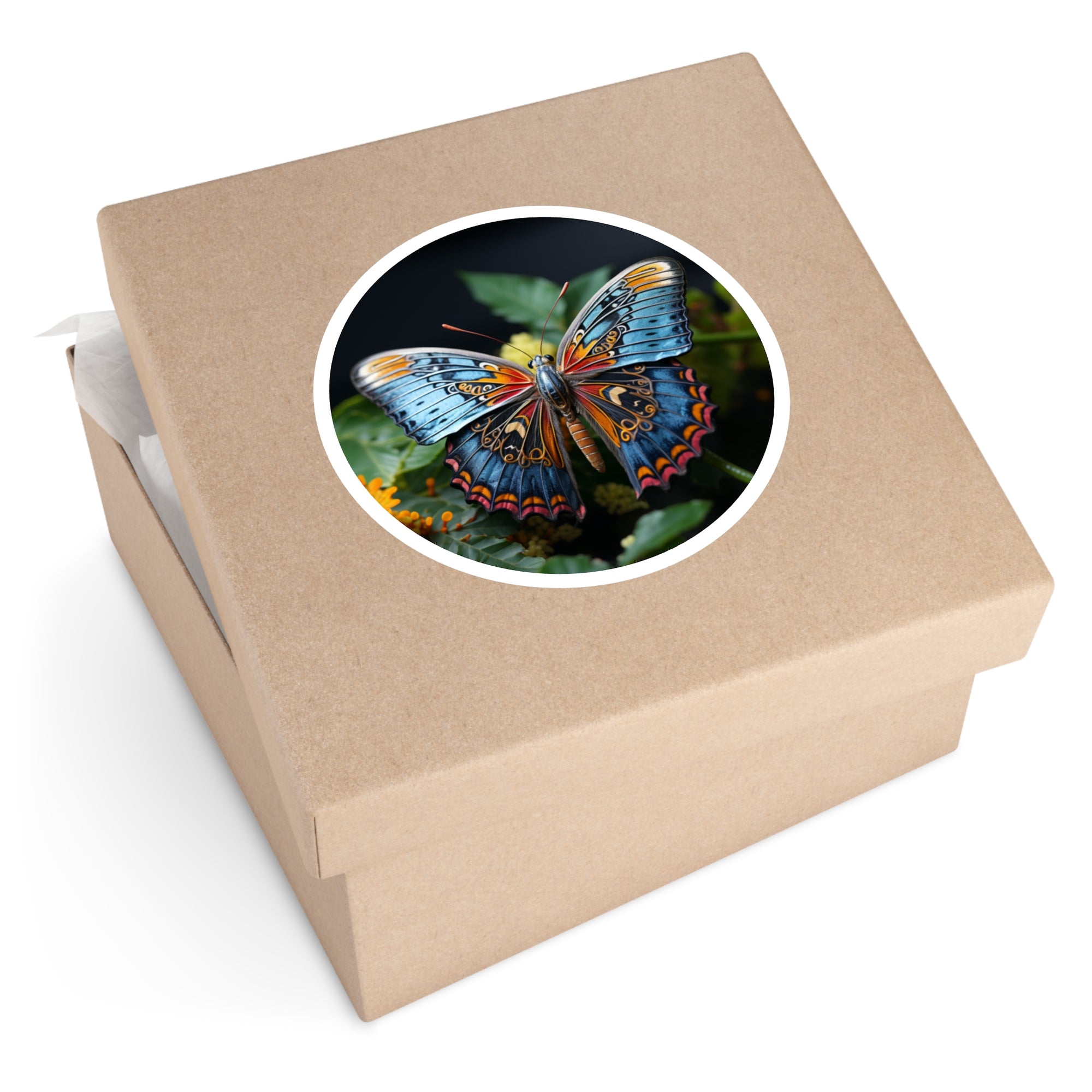 Blue Orange Moth, Detailed Art Sticker, Laptop Decal, Nature Lover Gift