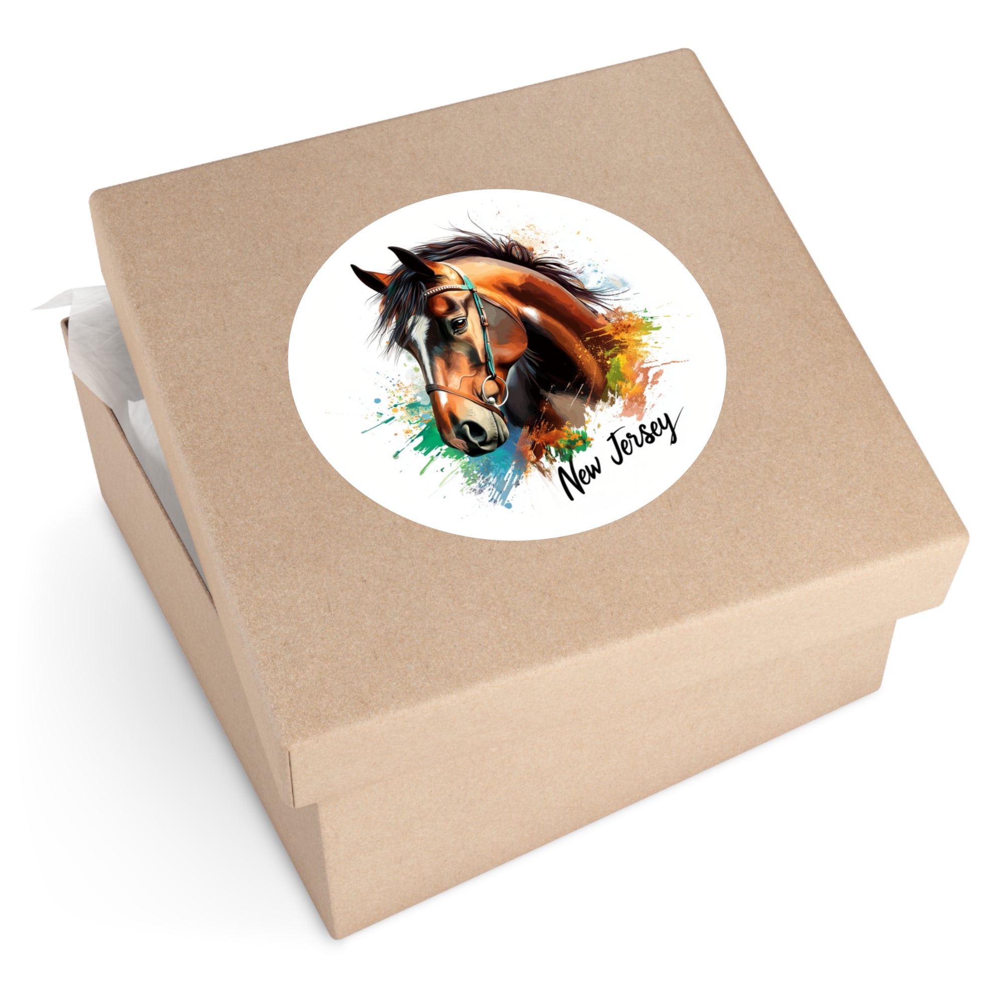 New Jersey Horse Sticker, Realistic Portrait Art, Equine Beauty, State Pride Design
