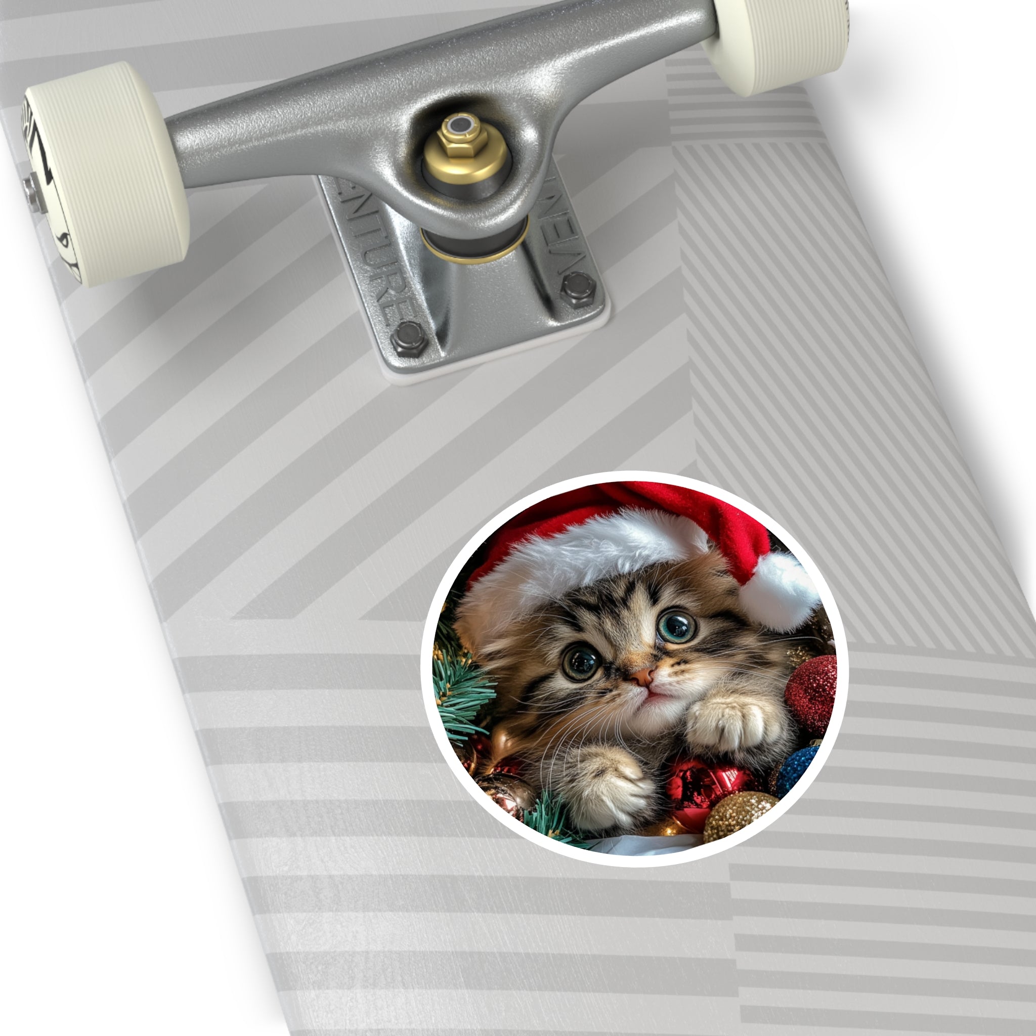 Christmas Kitten Sticker, Cute Cat Design, Holiday Art, Festive Gift