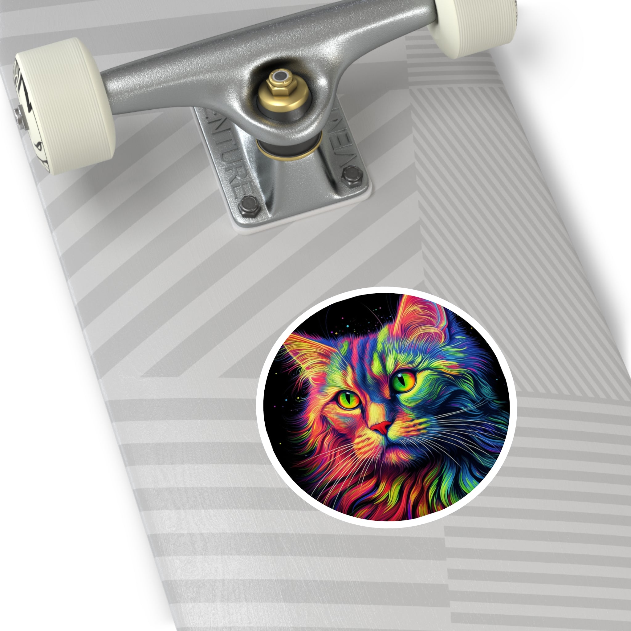 Rainbow Cat, Vibrant Art Sticker, Laptop Decor, Colorful Gift