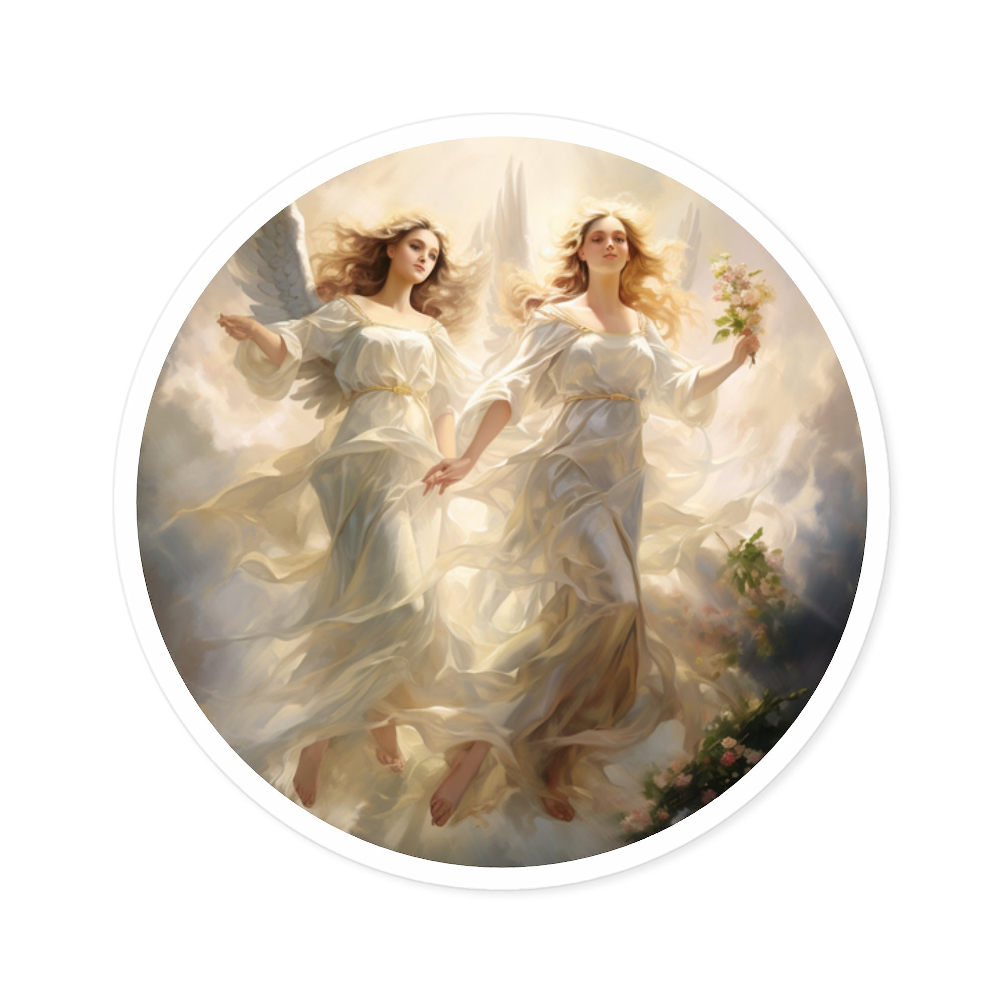 Heavenly Angels, Divine Art Sticker, Spiritual Design, Serene Gift