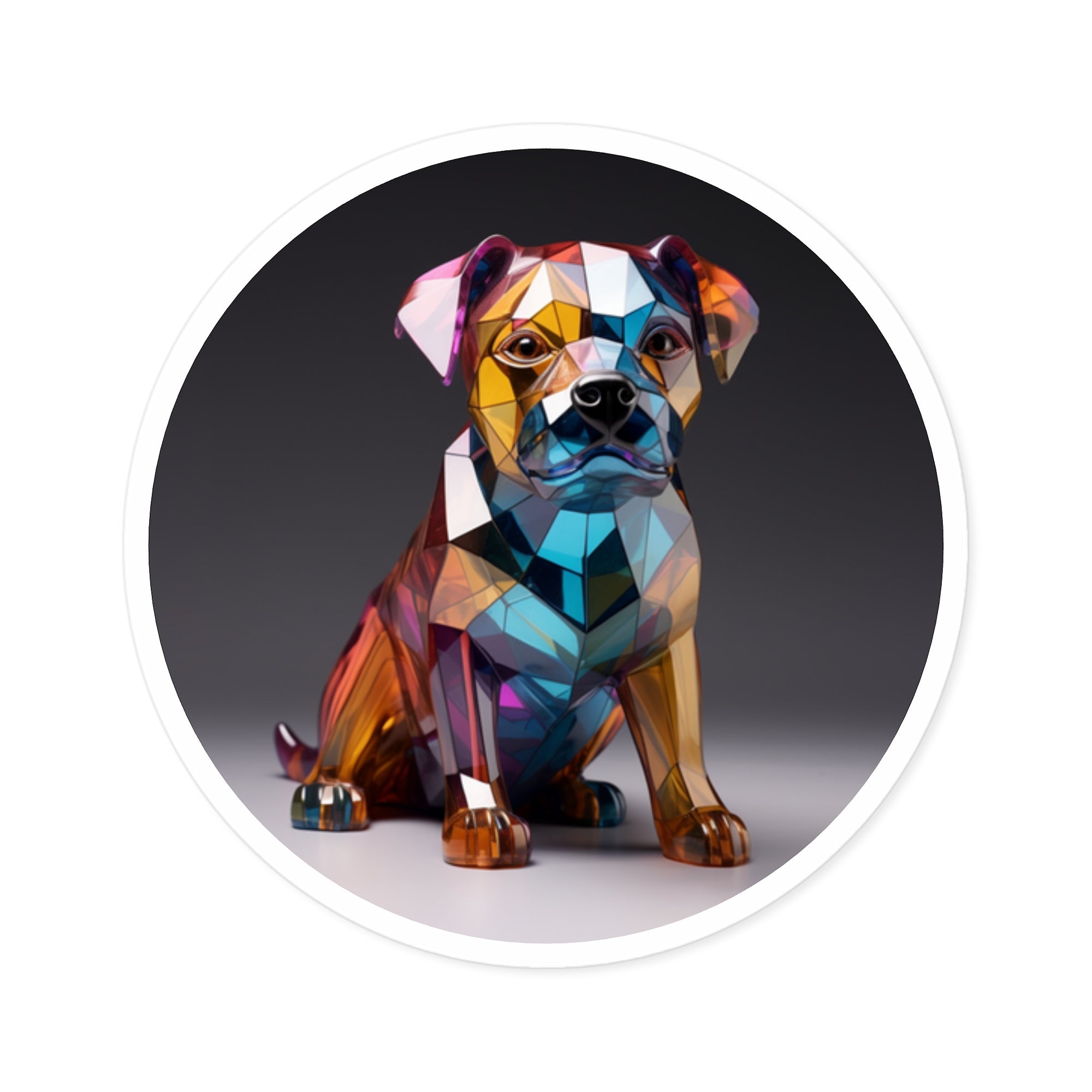 Geometric Bulldog Sticker, Glass Art Dog Design, Modern Pet Art, Unique Gift