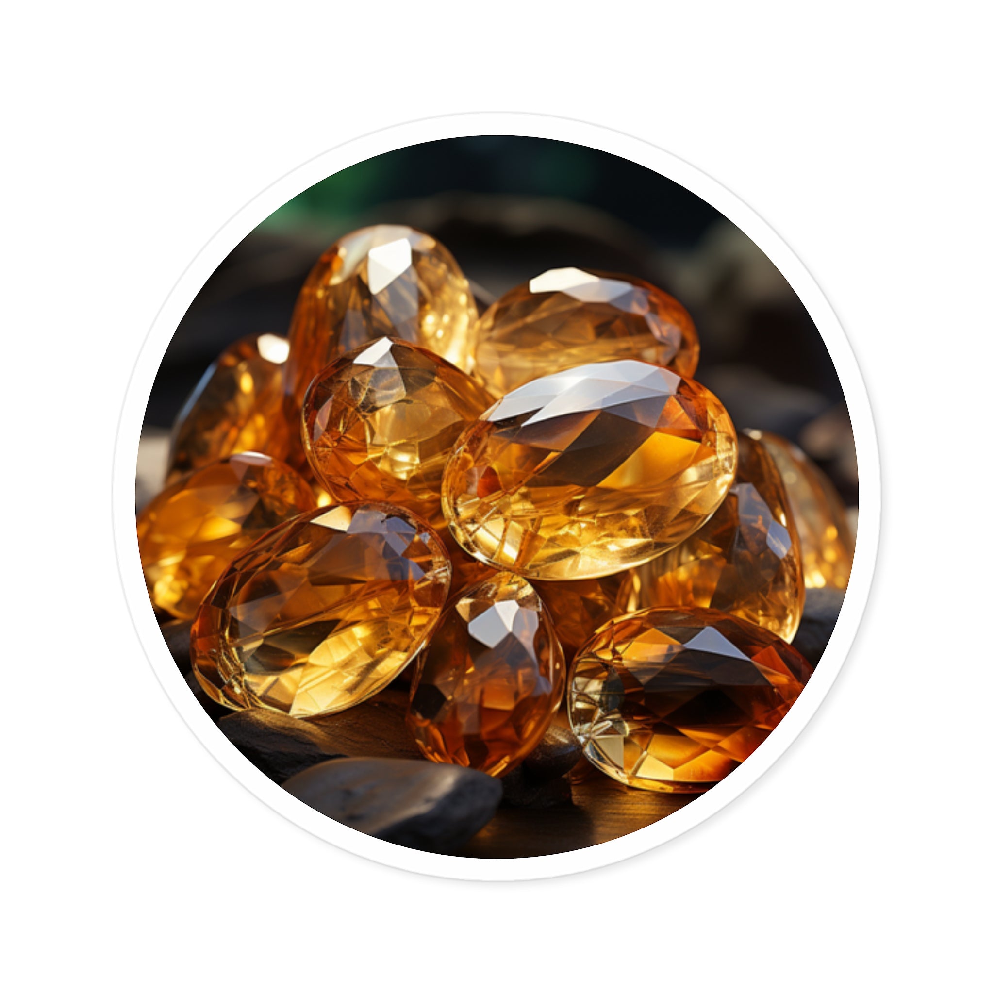 Citrine Crystals, Golden Gemstone Sticker, Positive Energy Design, Boho Art