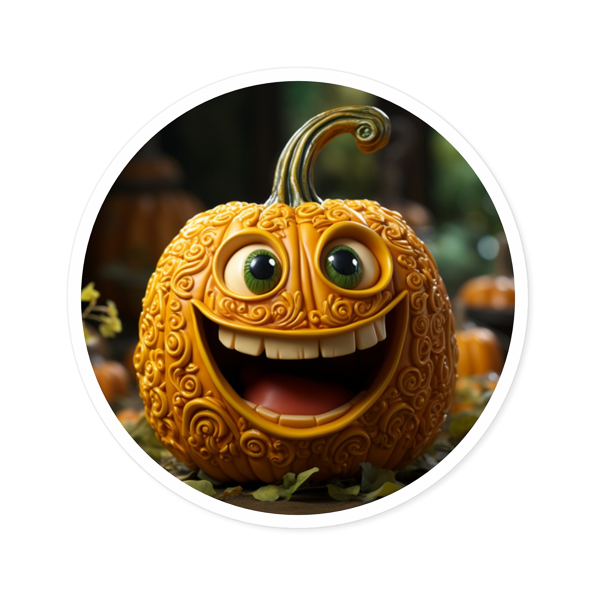 Happy Pumpkin Face, Cartoon Sticker, Laptop Decal, Halloween Fun Gift