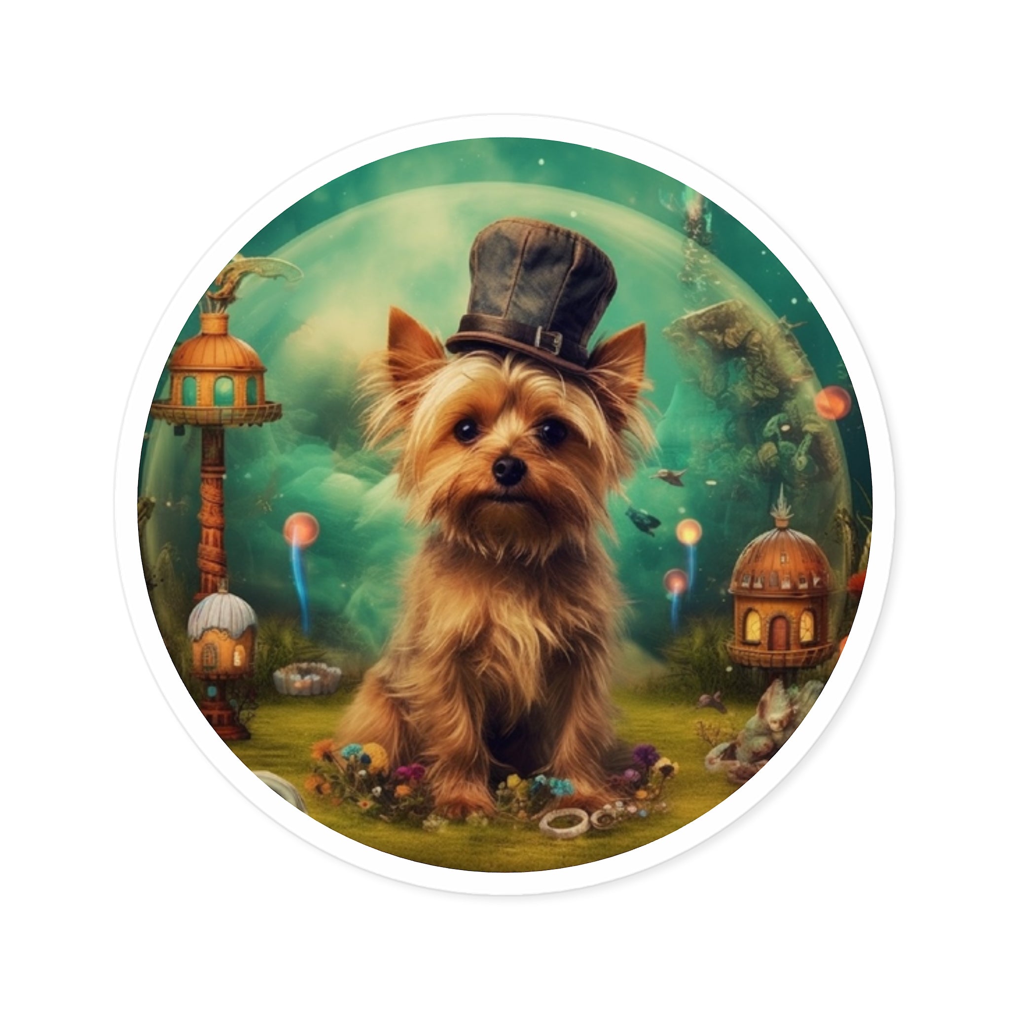 Steampunk Pup Portrait, Fantasy Dog Sticker, Laptop Decoration, Pet Lover Gift