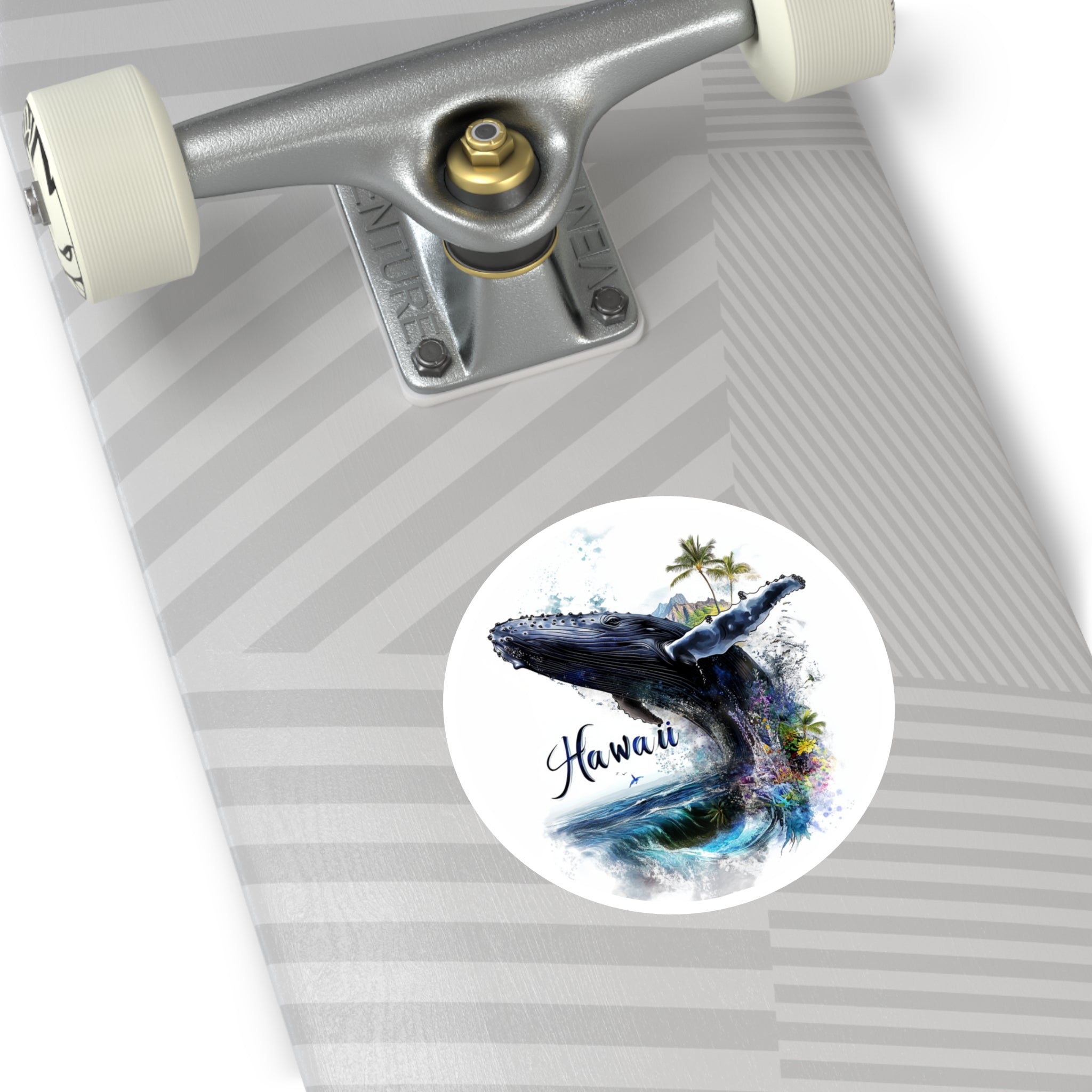 Hawaii Whale Sticker, Ocean Wildlife Art, Tropical Scene, Island Adventure