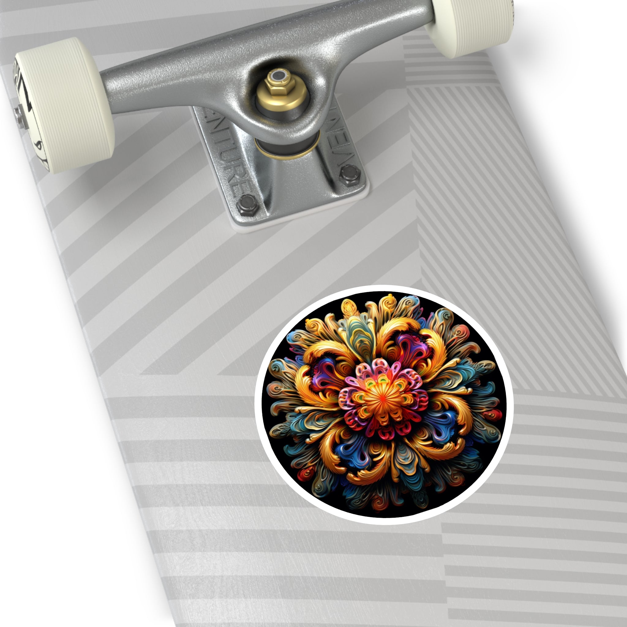 Color Burst Mandala Sticker, Abstract Art, Psychedelic Realism, Visionary Design