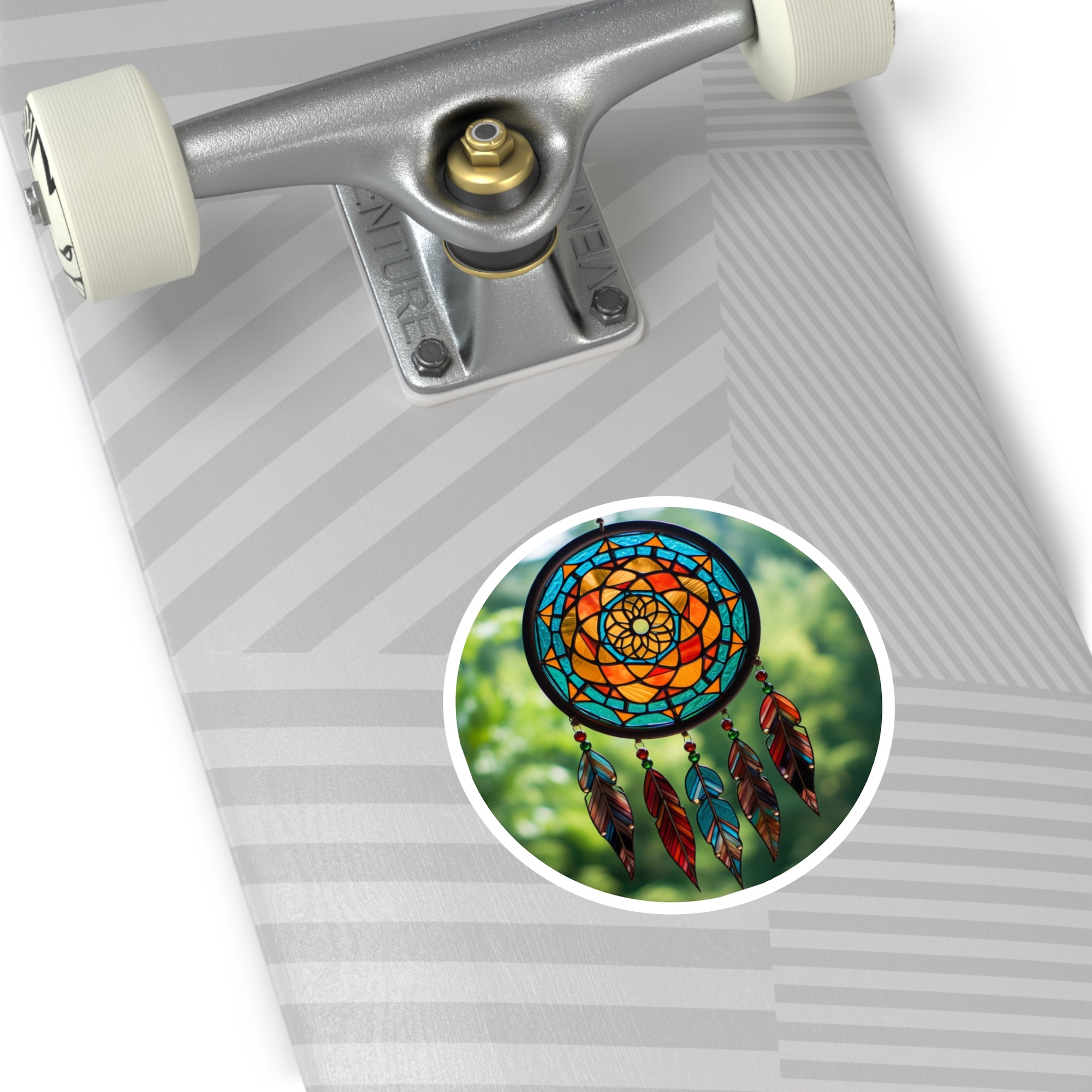 Stained Glass Dreamcatcher, Artistic Design Sticker, Laptop Decal, Boho Home Gift