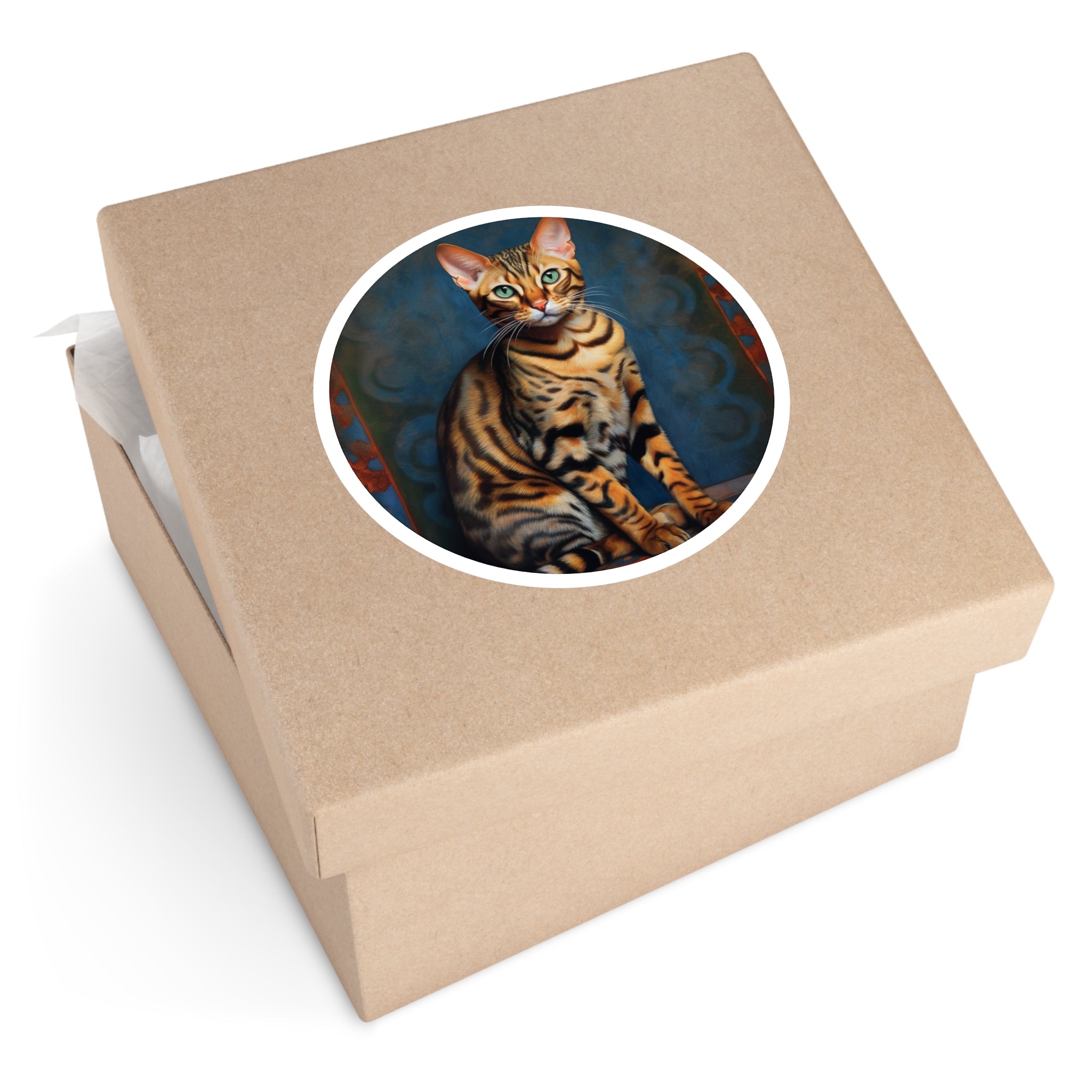 Bengal Cat Portrait, Artistic Sticker, Cat Lovers, Elegant Pattern