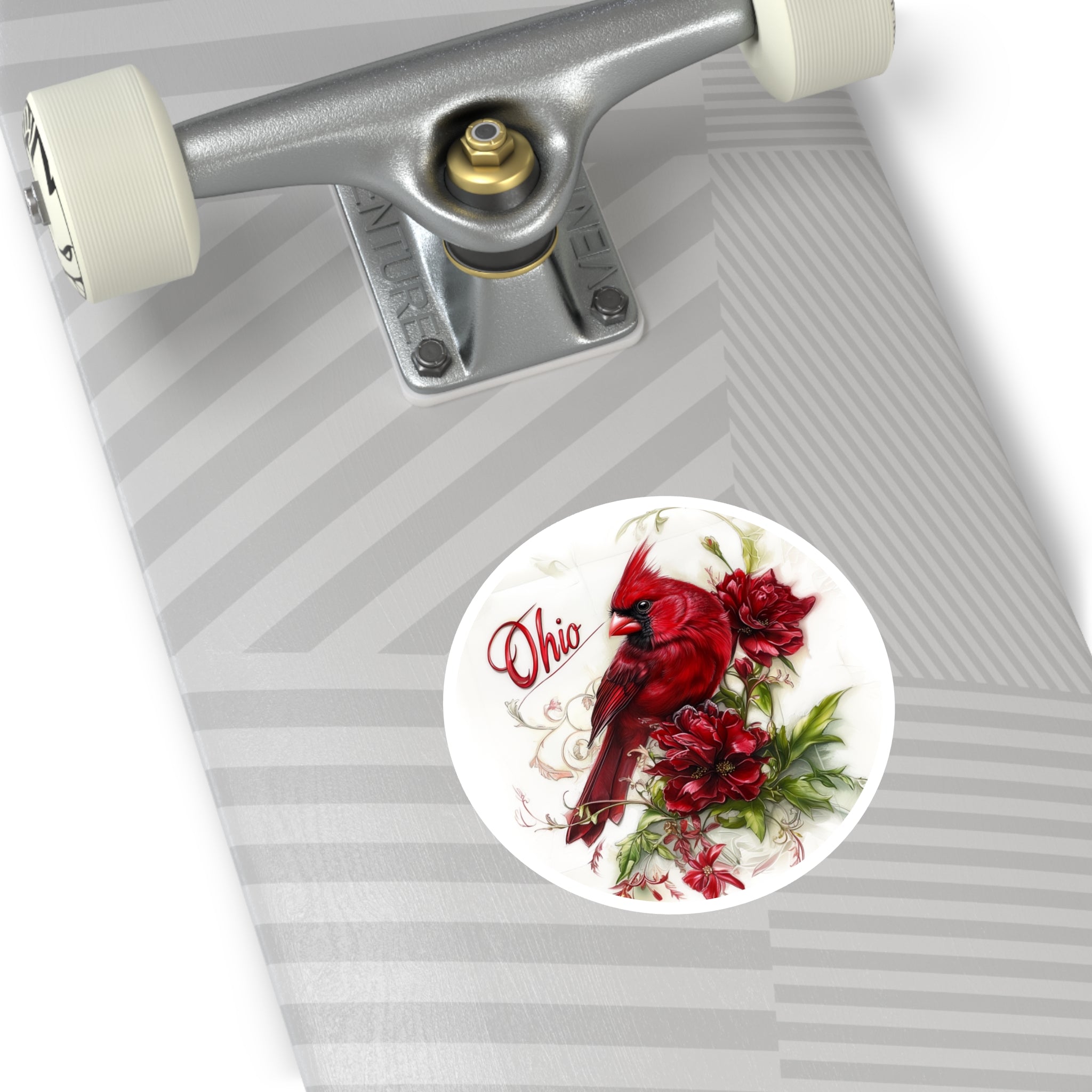 Ohio Cardinal, Scarlet Carnation Sticker, State Flower Art, Classic Nature Design