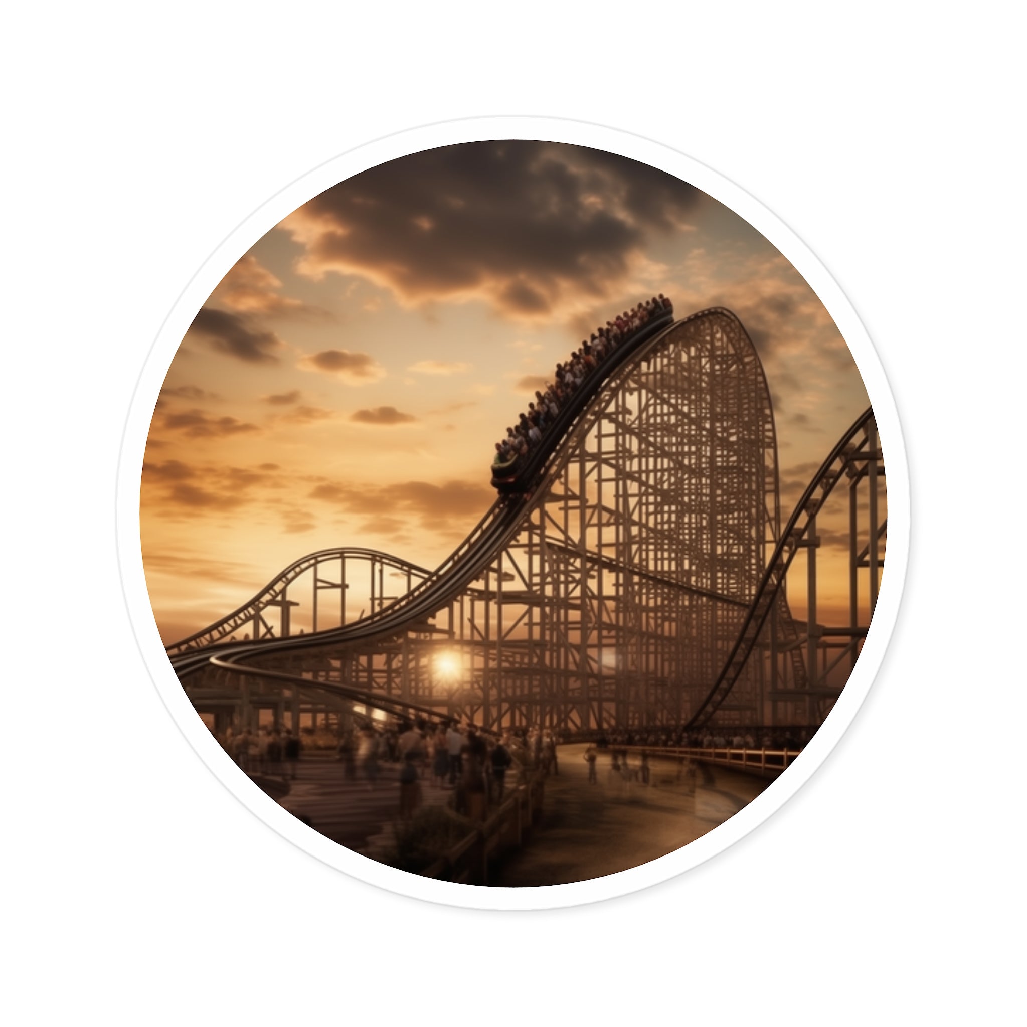 Roller Coaster Drop at Golden Hour Sticker