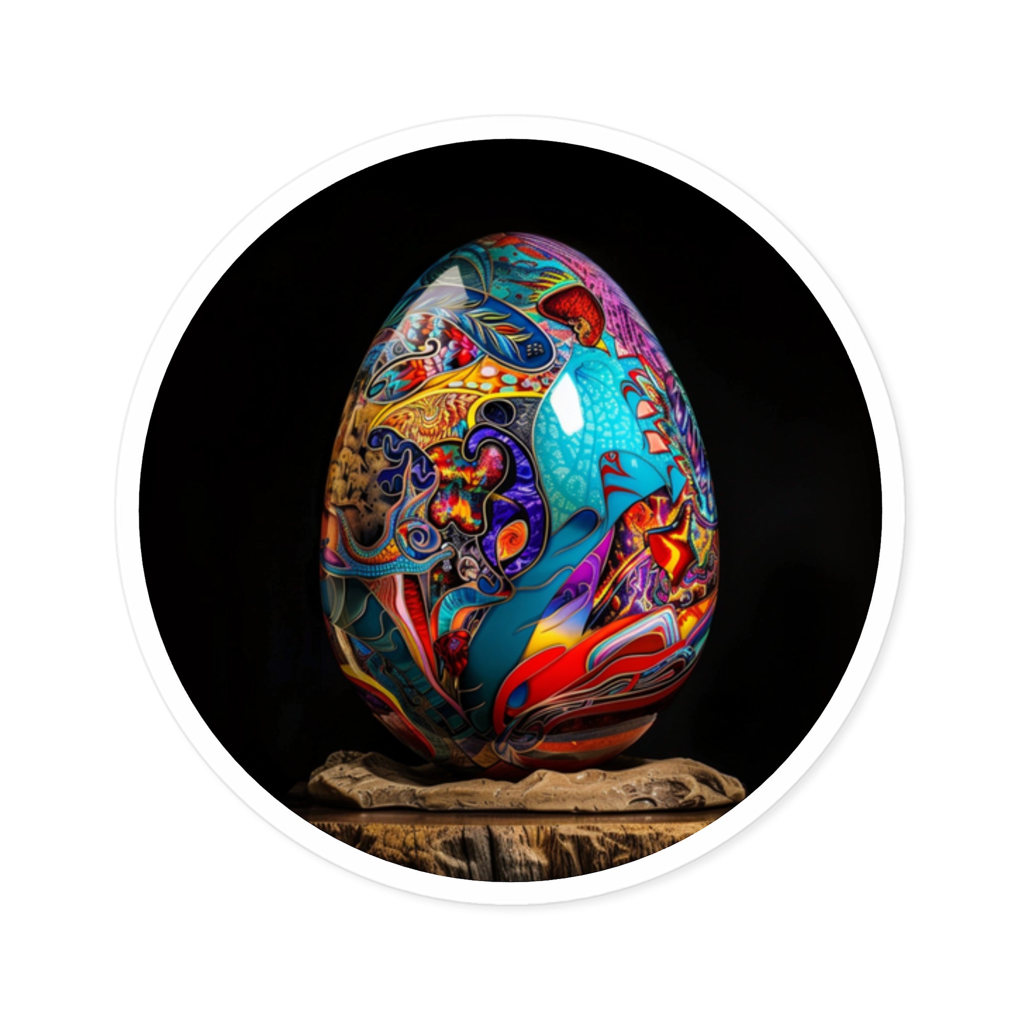 Colorful Decorative Egg, Artistic Pattern Sticker, Abstract Design, Bold Art