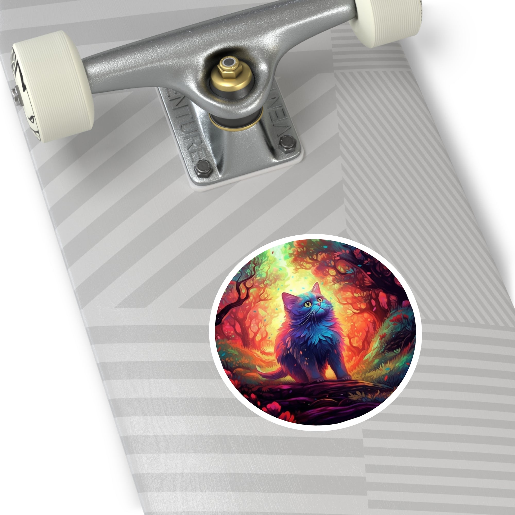 Colorful Cat, Whimsical Forest Sticker, Cute Gift, Art Lovers