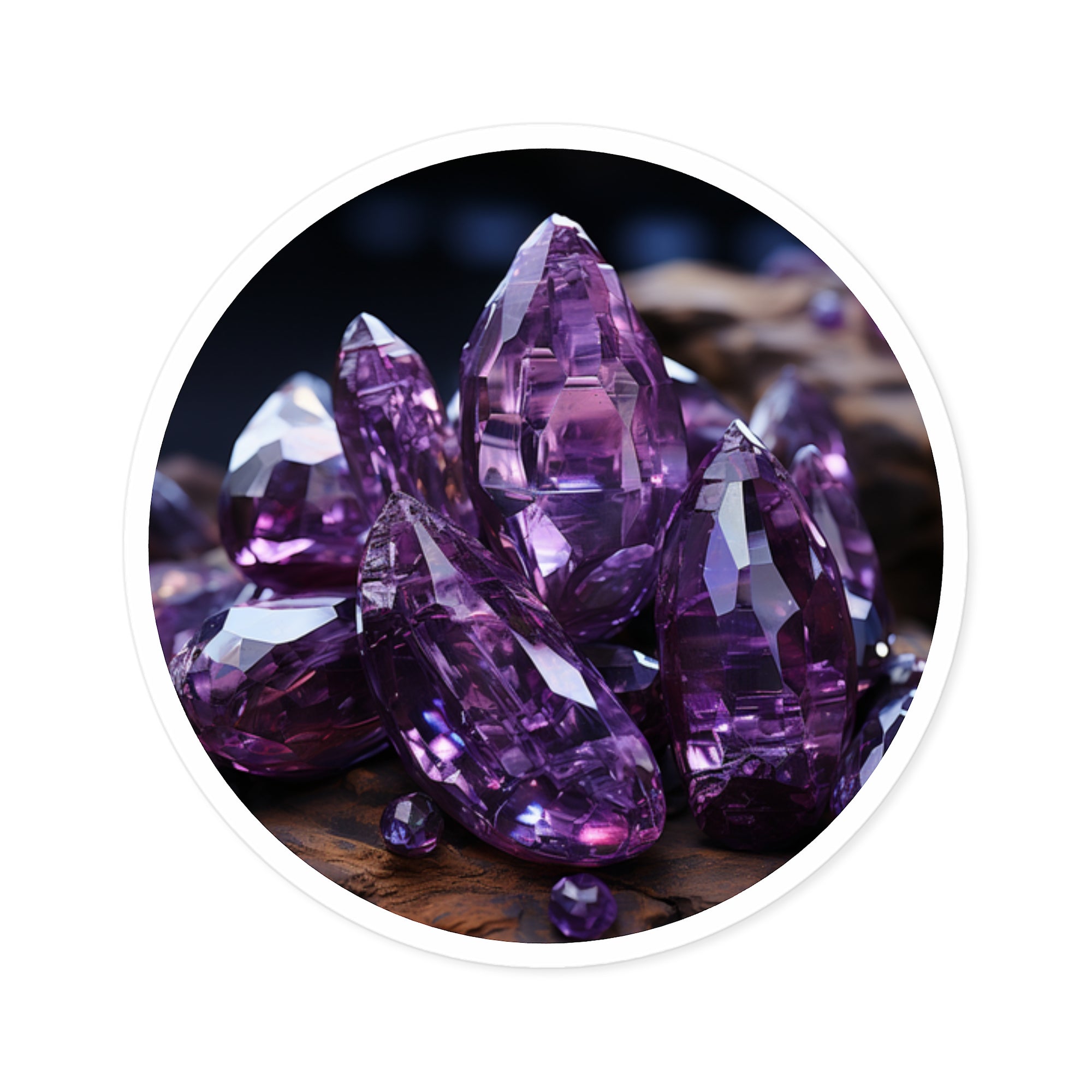 Amethyst Crystals, Gemstone Art Sticker, Healing Stone Design, Spiritual Gift