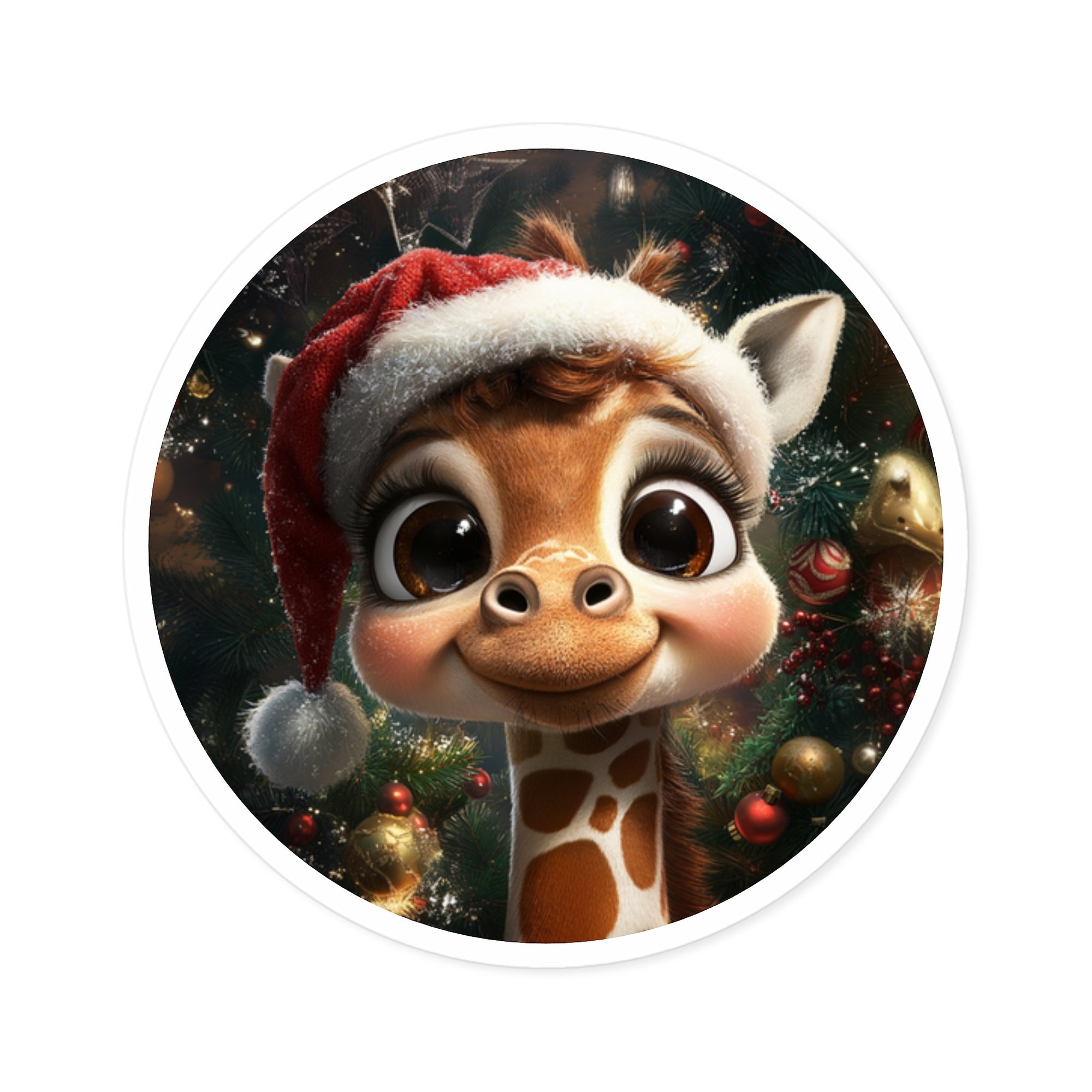 Baby Giraffe Christmas Sticker, Holiday Animal Art, Cute Festive Design, Seasonal Gift