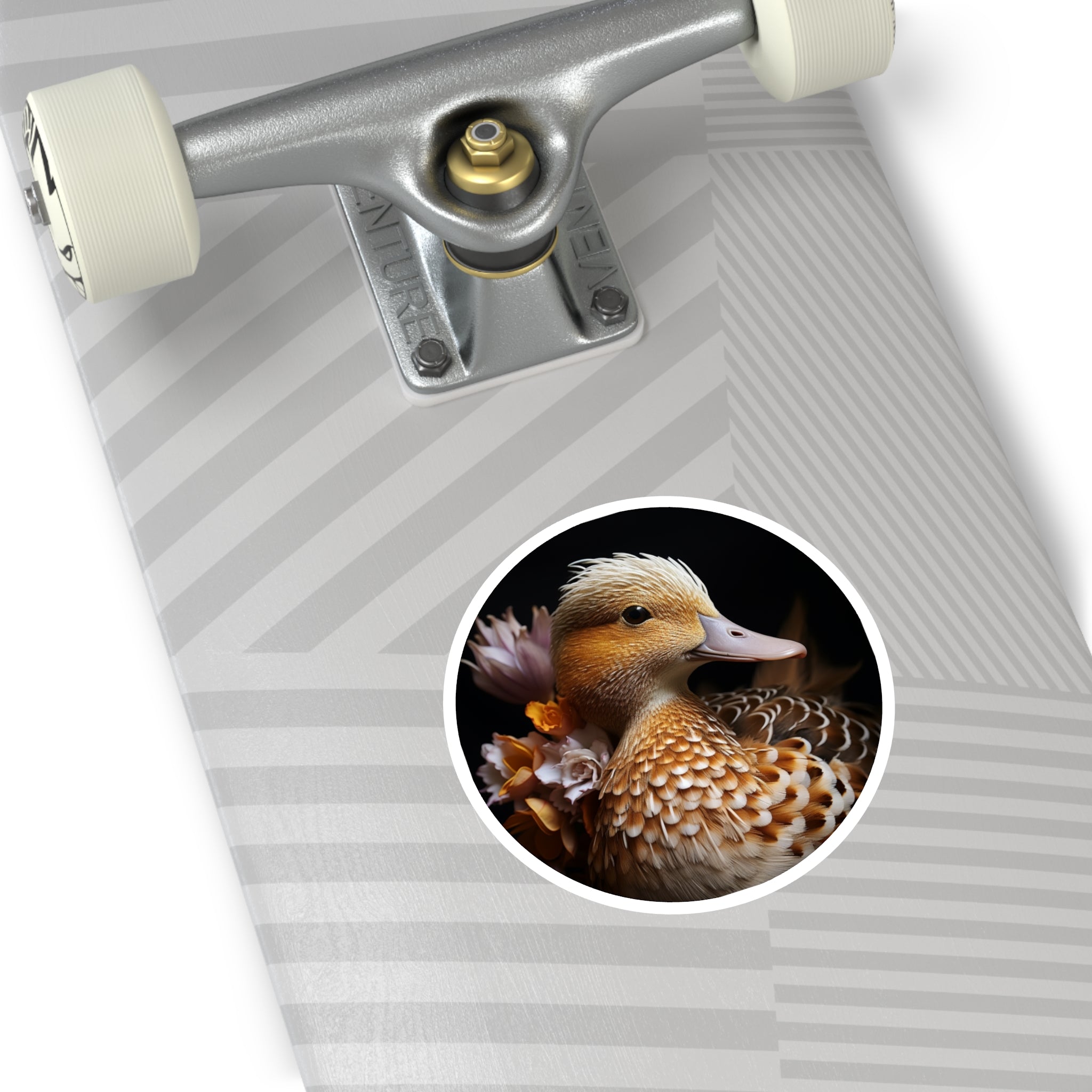 Mandarin Duck Sticker, Golden Feather Pattern, Elegant Realistic Design, Nature Art