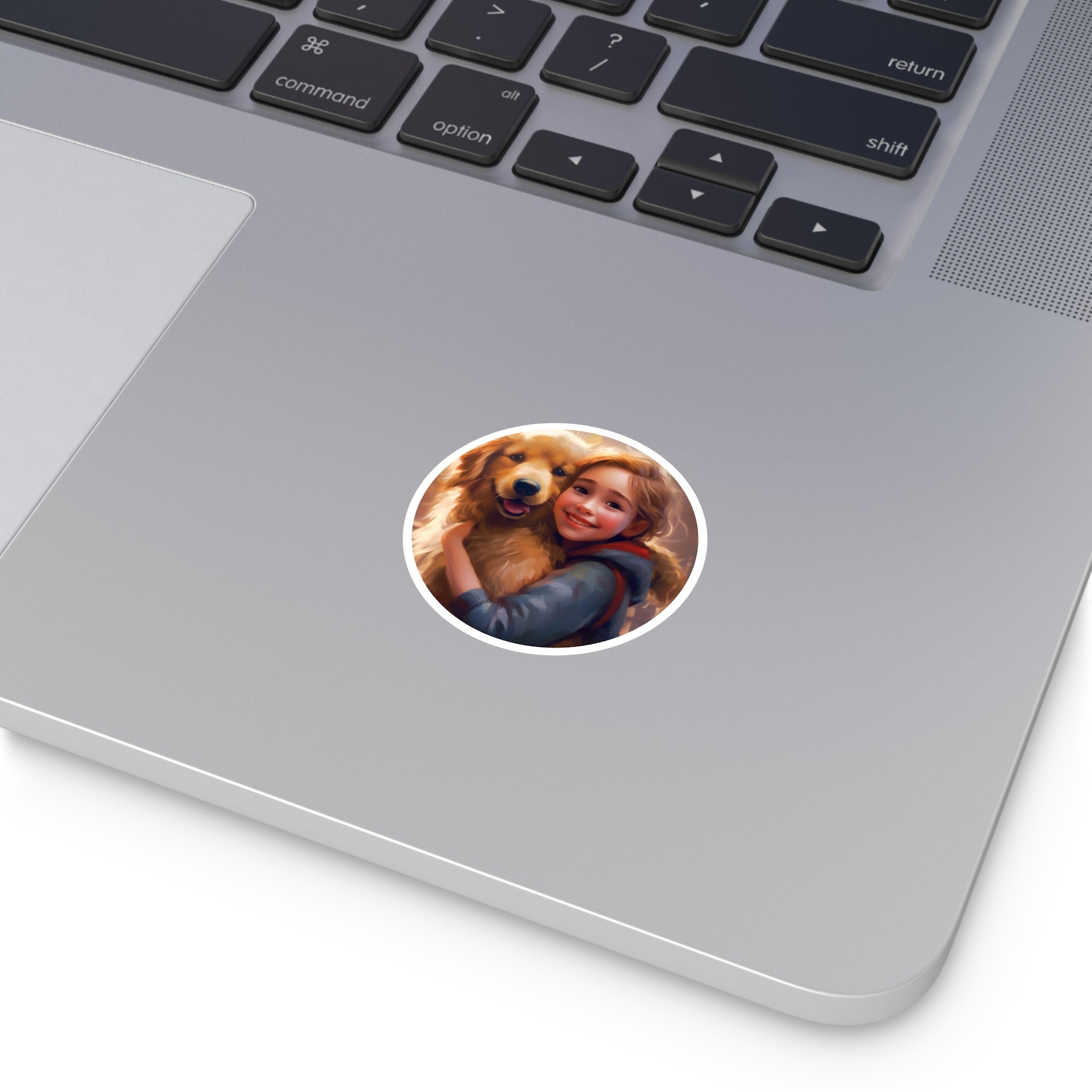 Girl and Dog Sticker, Heartwarming Design, Friendship Art, Cozy Feel