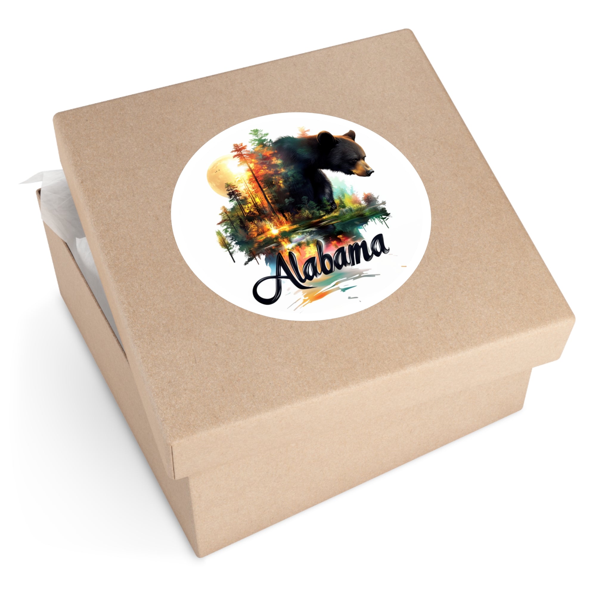 Alabama Bear Sunset, Nature Landscape Sticker, Water Bottle or Laptop, State Art