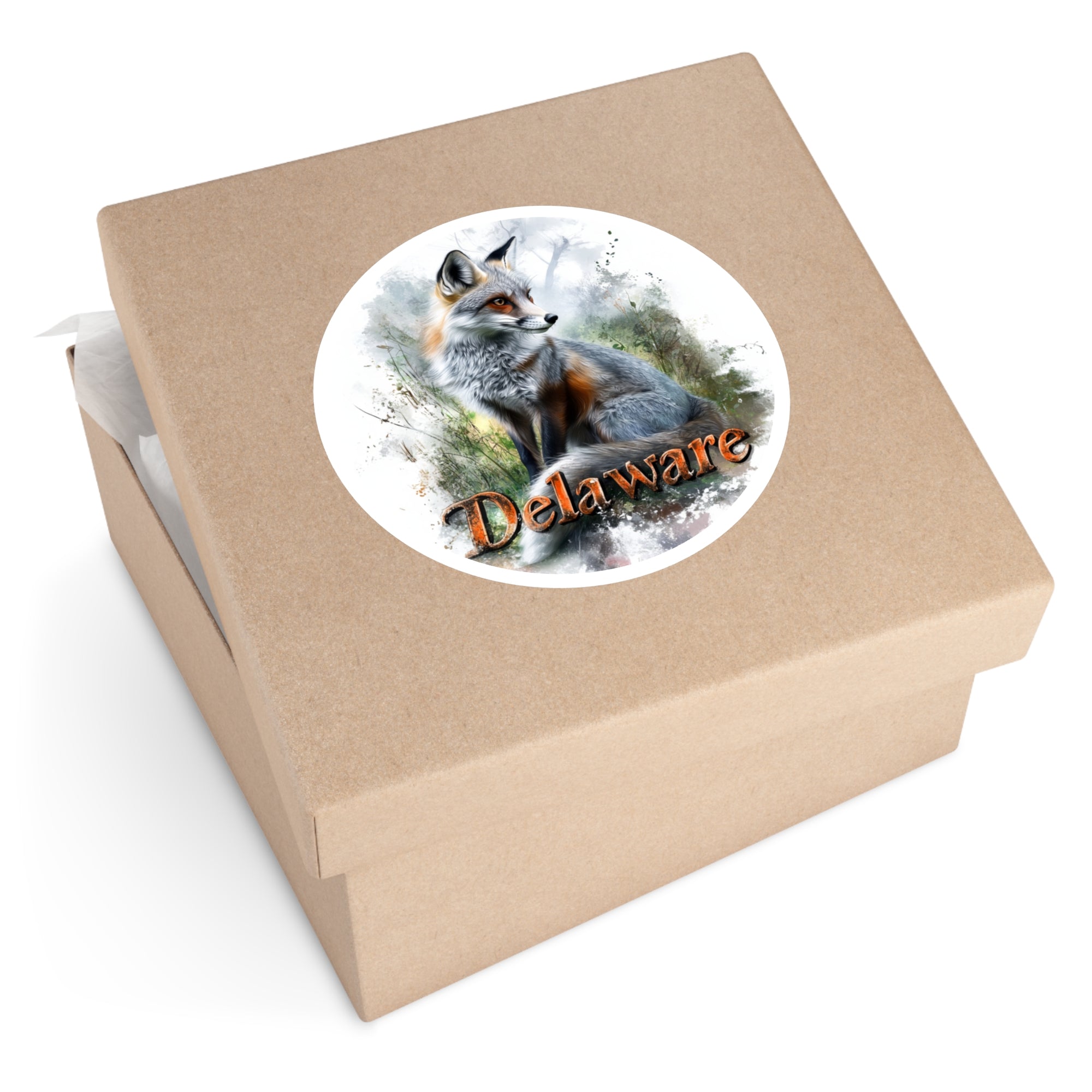 Delaware Fox, Nature Art Sticker, Laptop or Journal, State Wildlife Design