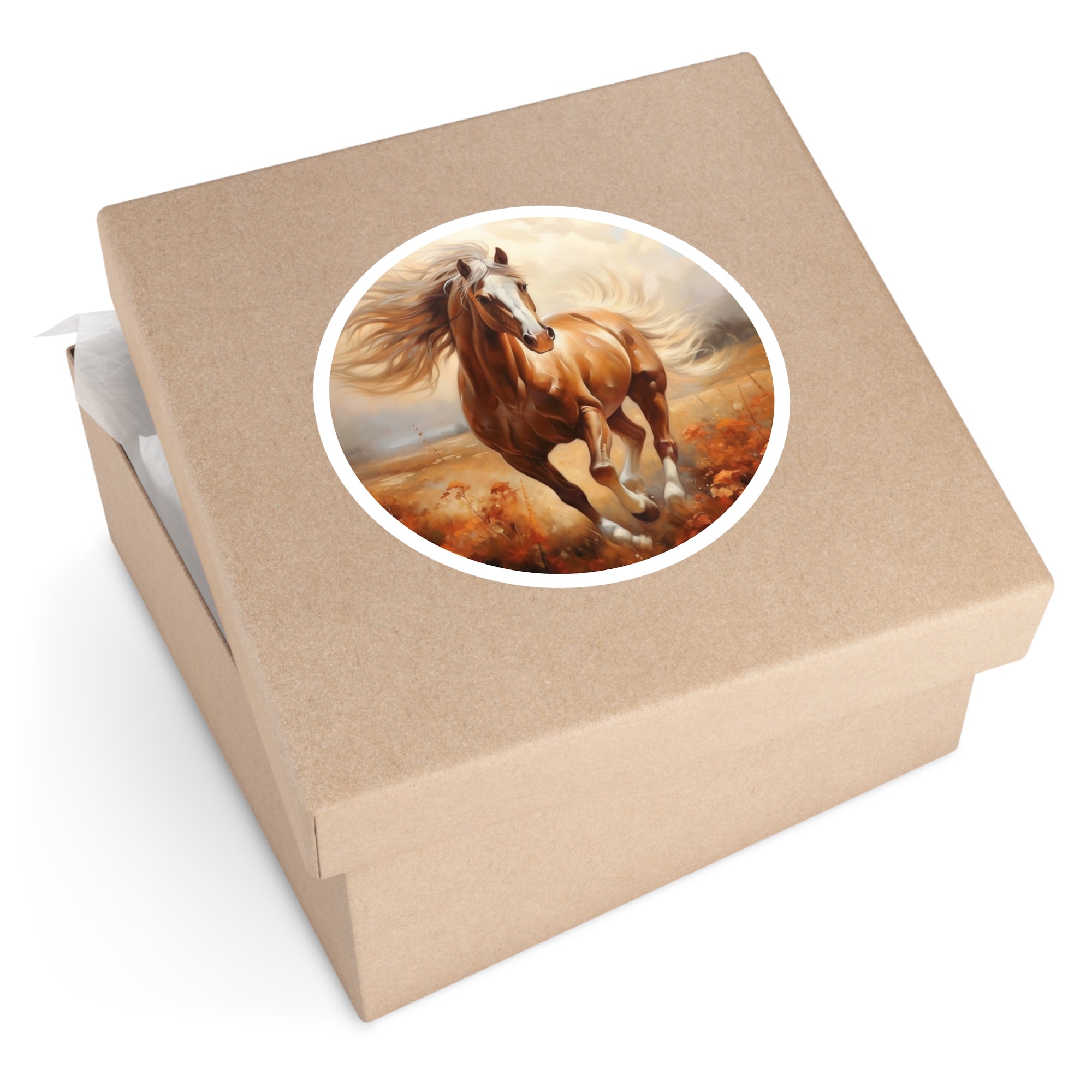 Brown Horse Running, Realistic Animal Sticker, Country Life Art, Nature Gift