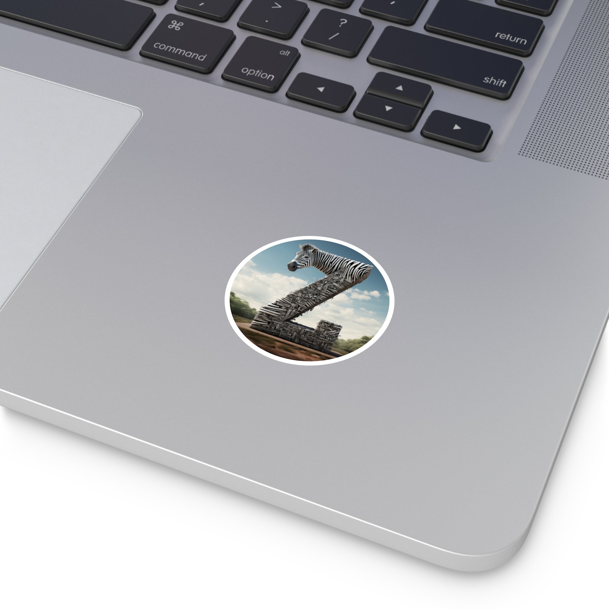 Letter Z Zebra Design, Animal Art Sticker, Black White Decor