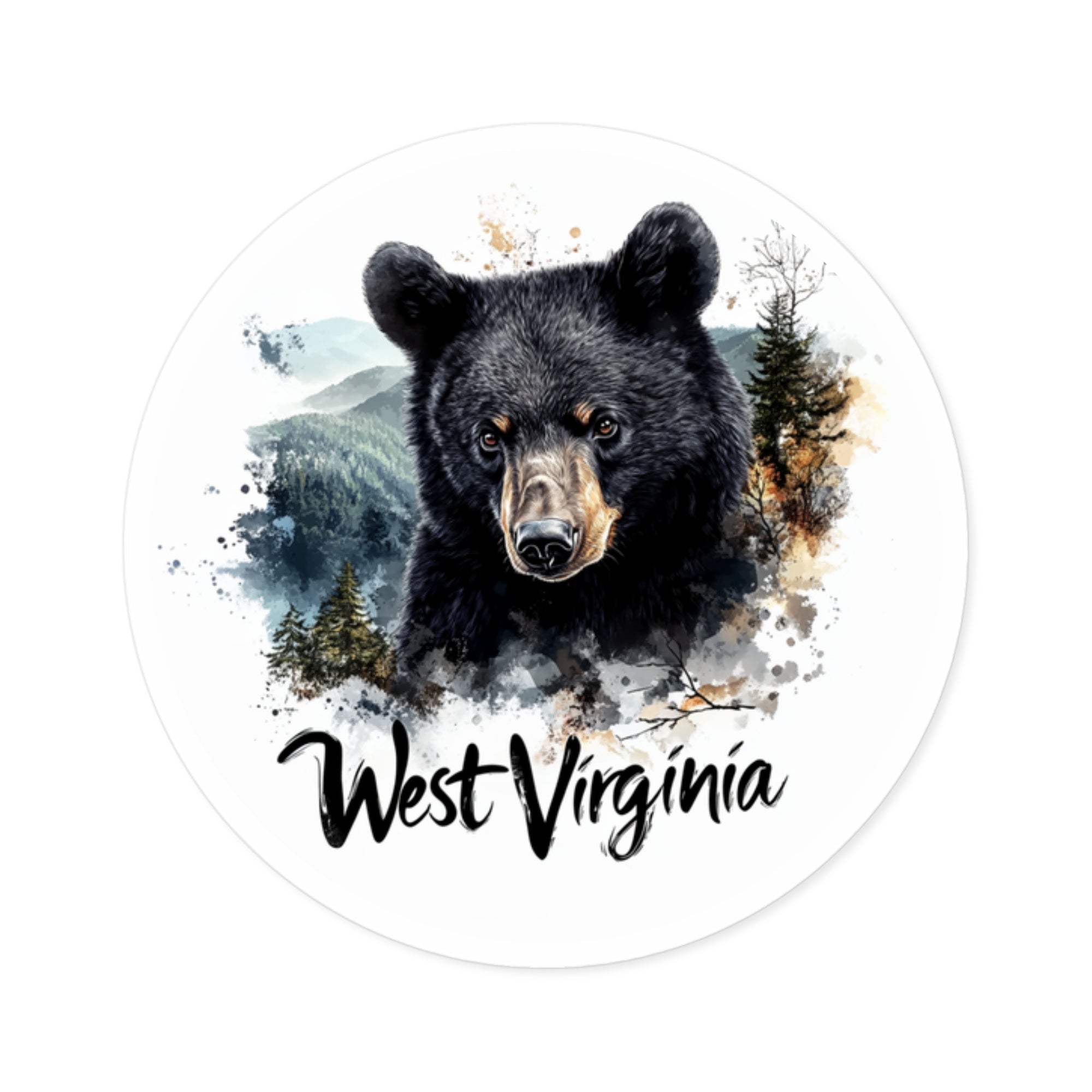 West Virginia Black Bear, Mountain View Sticker, State Animal Art, Wildlife Design