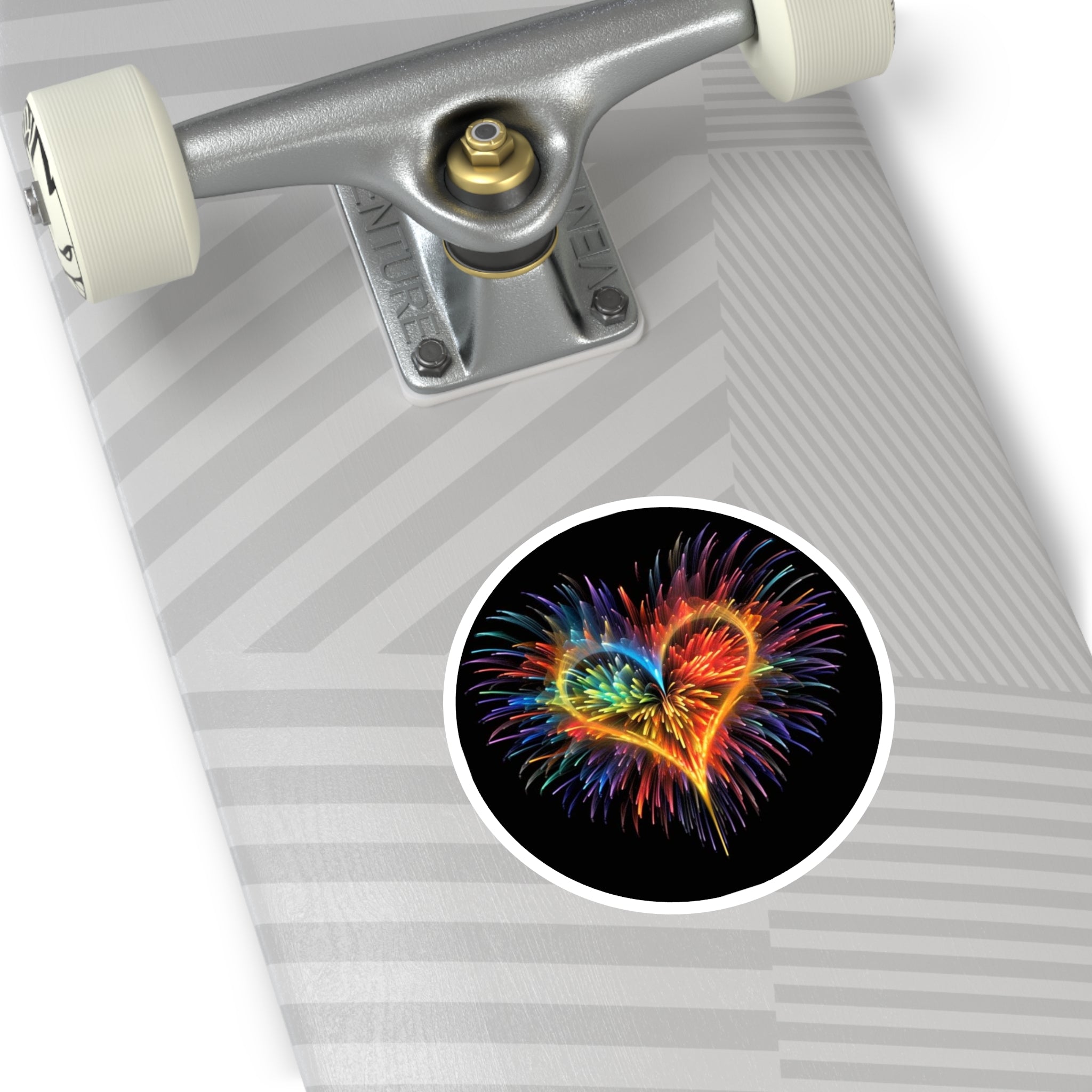 Rainbow Heart, Firework Sticker, Laptop Decal, Gift for Art Lovers