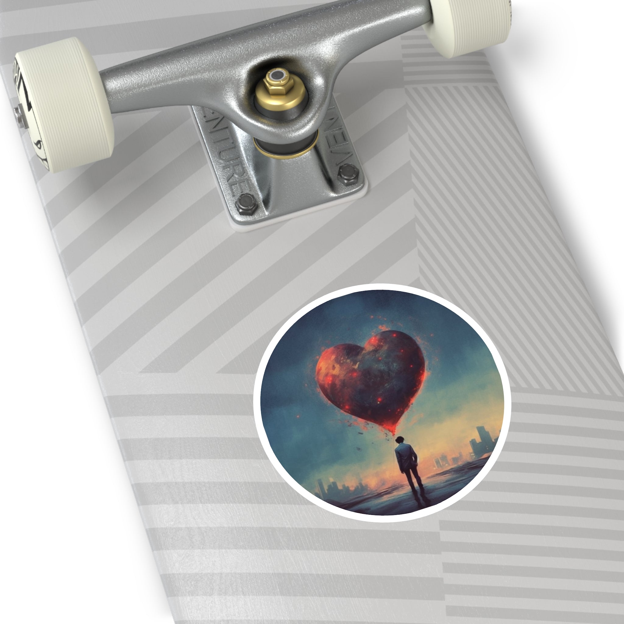 Lonely Heart Sticker, Emotional City Art, Reflective Mood Design, Artistic Gift