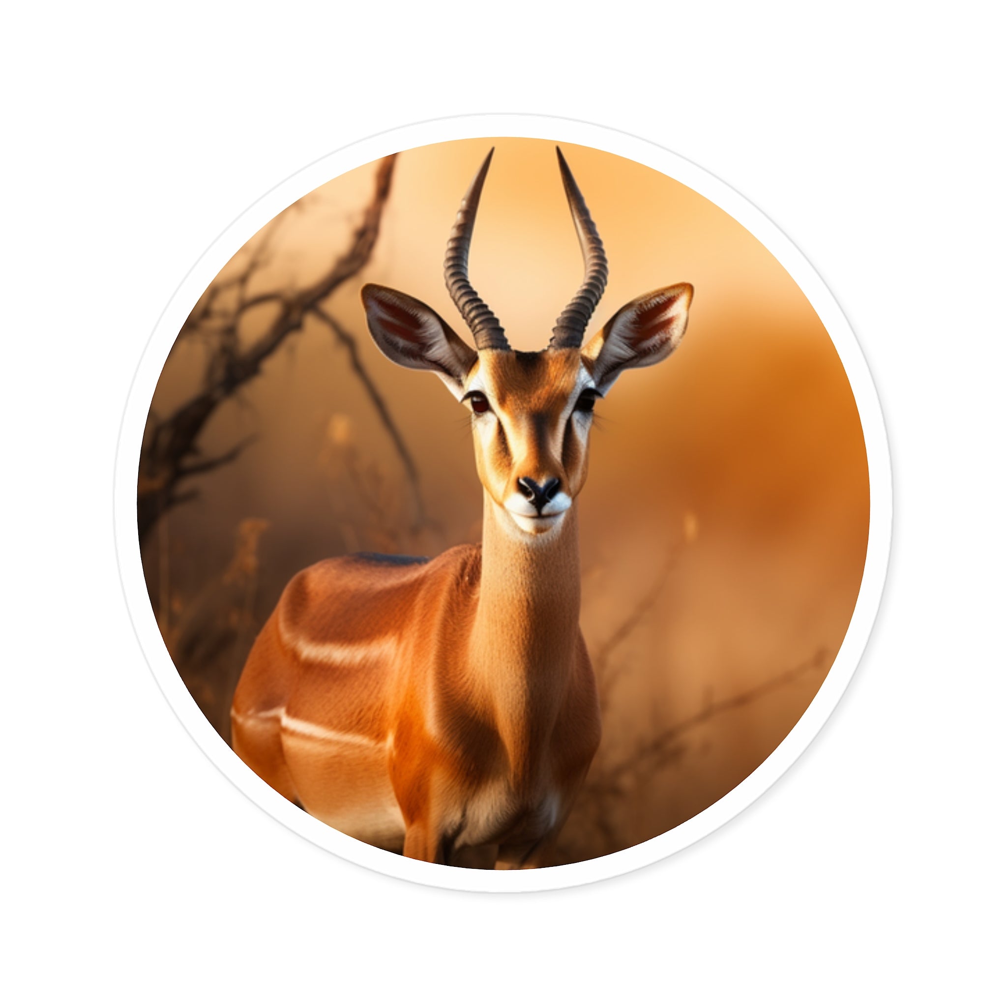 Impala in Nature, Wildlife Animal Sticker, Safari Art, Minimal Design