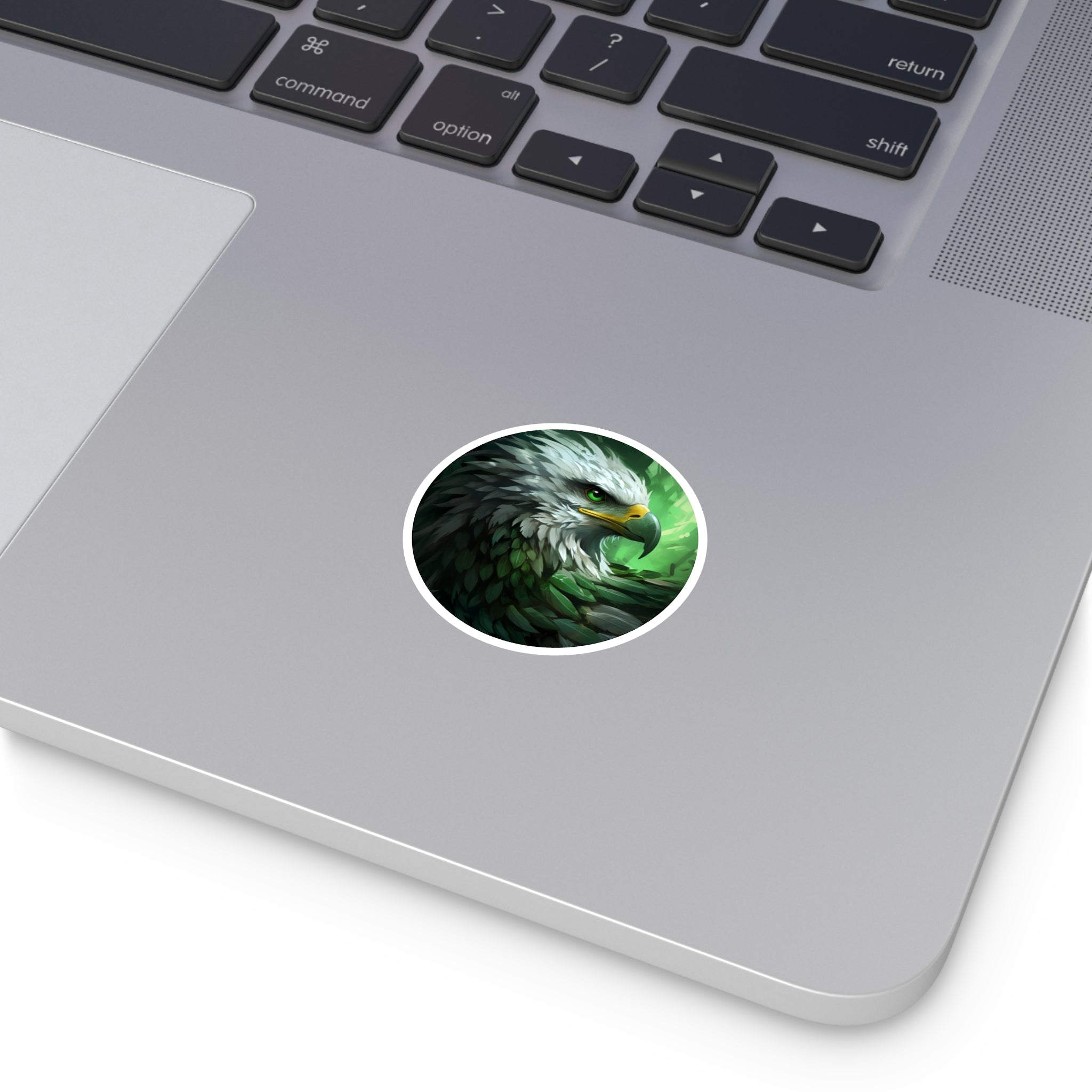 Eagle Head Sticker, Green Feathers, Power and Freedom, Nature Symbol Art