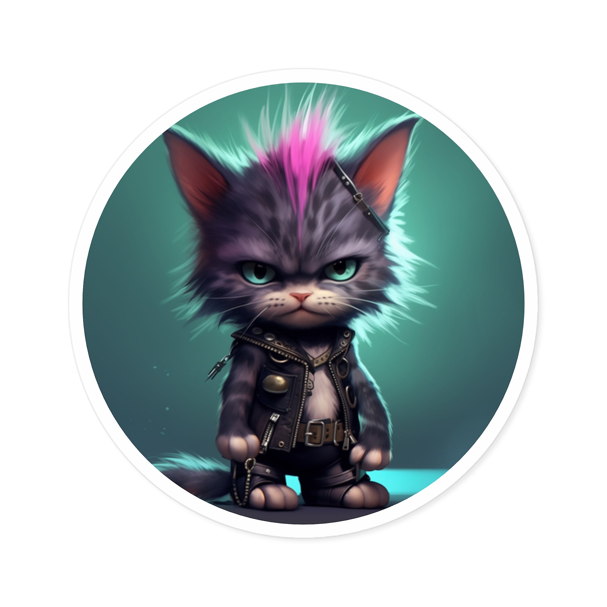 Punk Kitten, Rock Style Sticker, Cool Design, Rebel Art