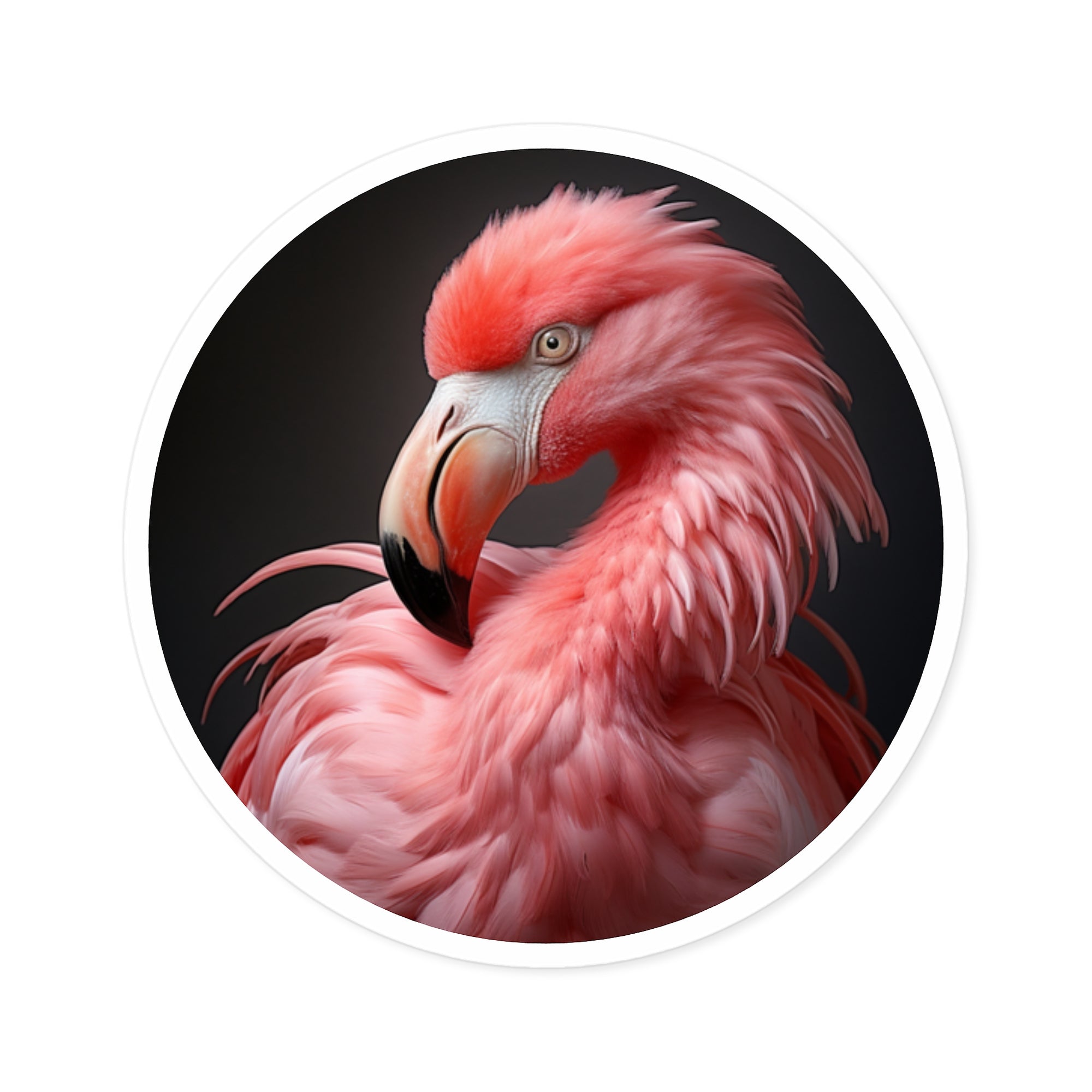 Flamingo Sticker, Pink Feather Detail, Tropical Realism, Vibrant Art Gift