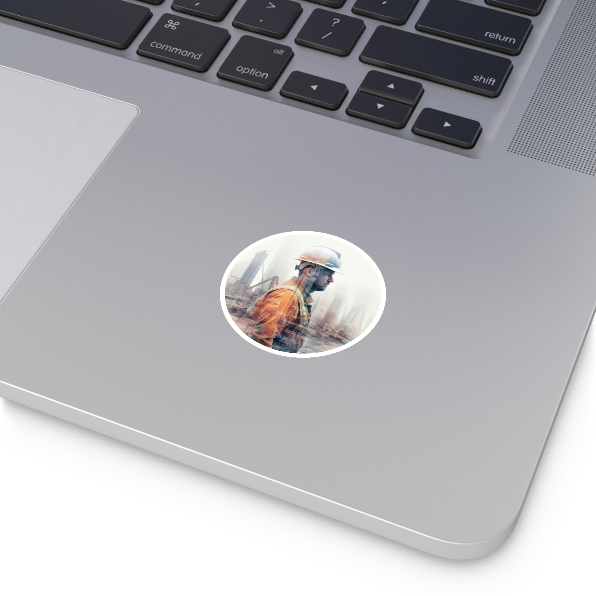 Construction Worker Sticker, Double Exposure Art, Industry Theme, Gritty Gift