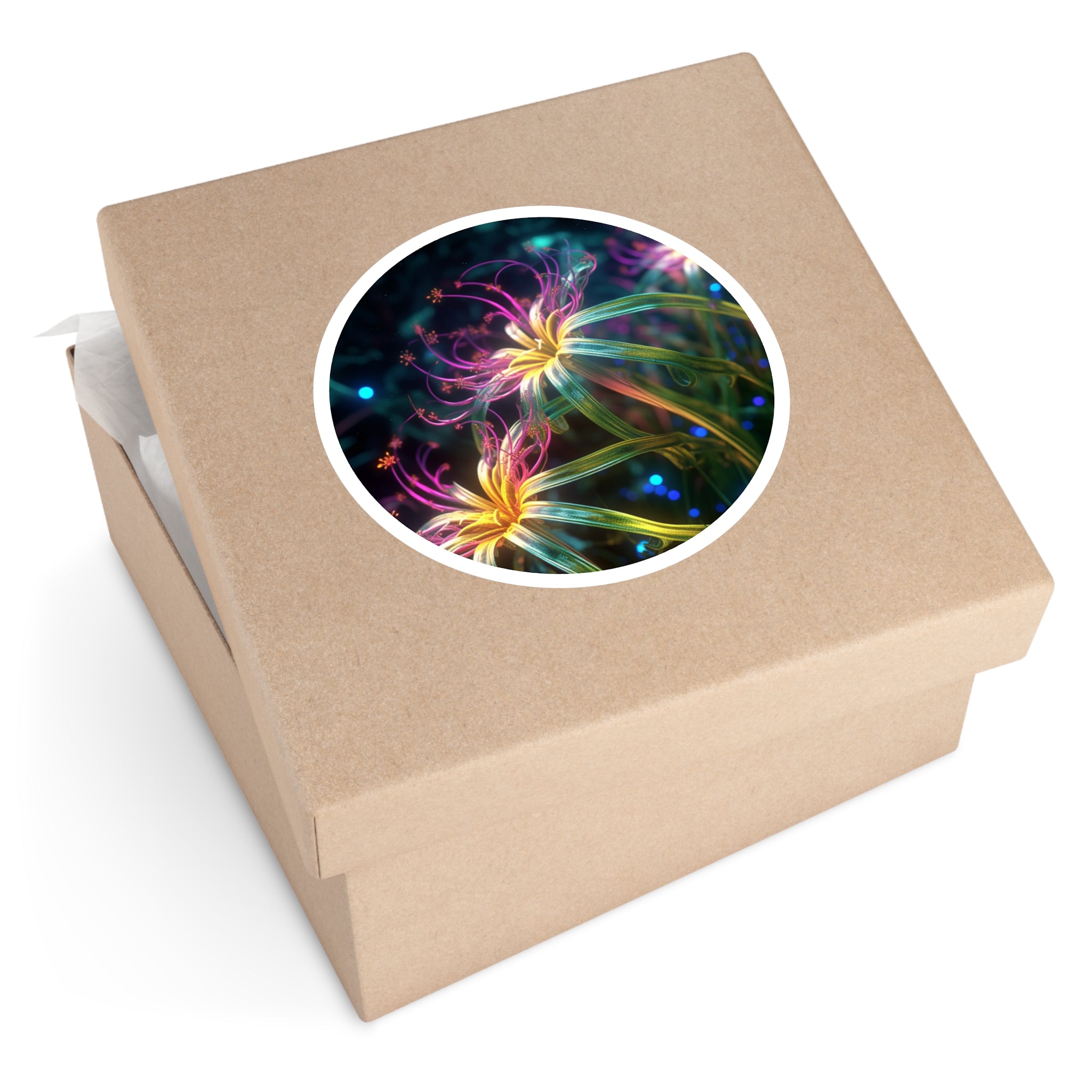 Spider plant cluster, colorful nature Sticker, bright foliage, artistic garden