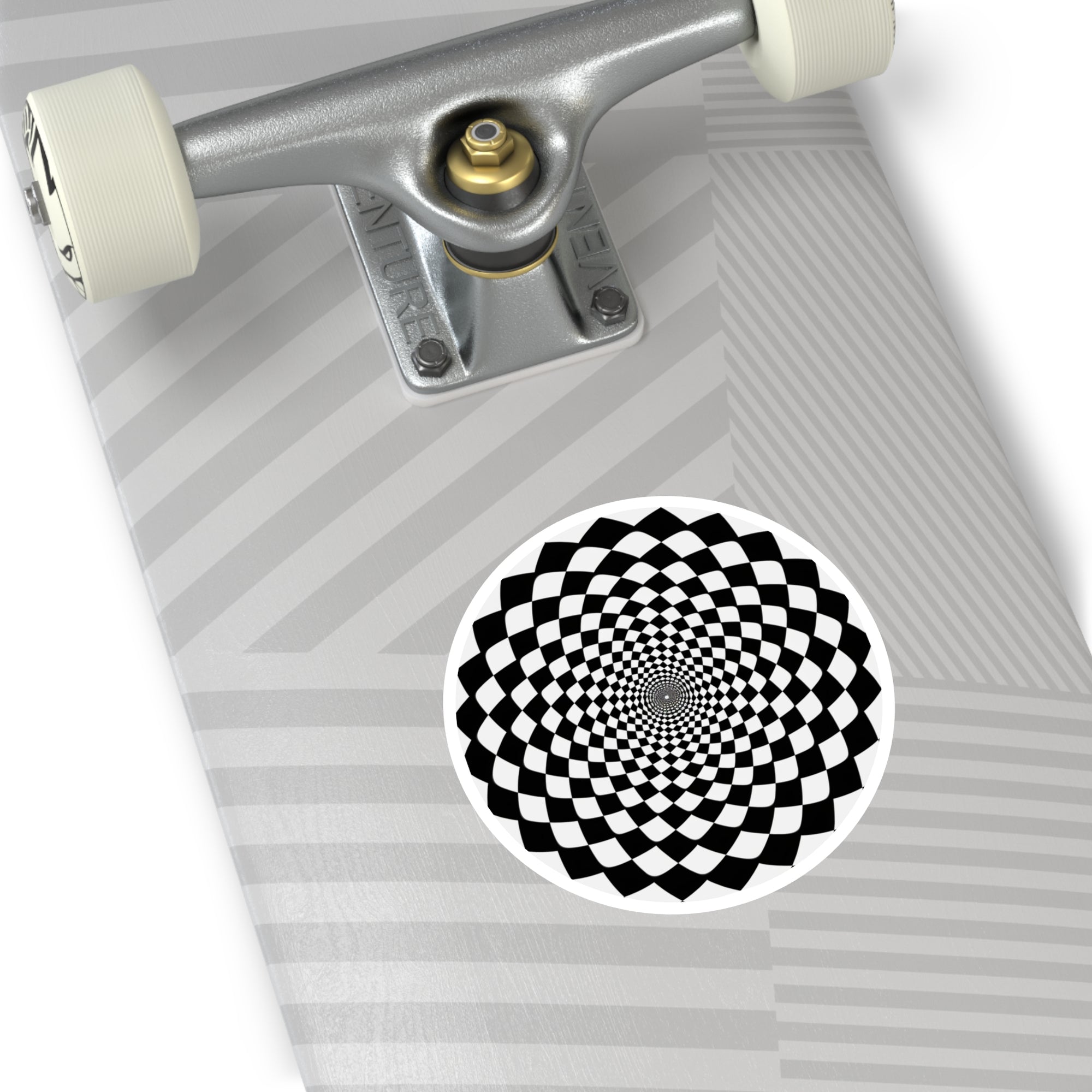 Checkered Optical Illusion Sticker, Black and White Art, Hypnotic Swirl
