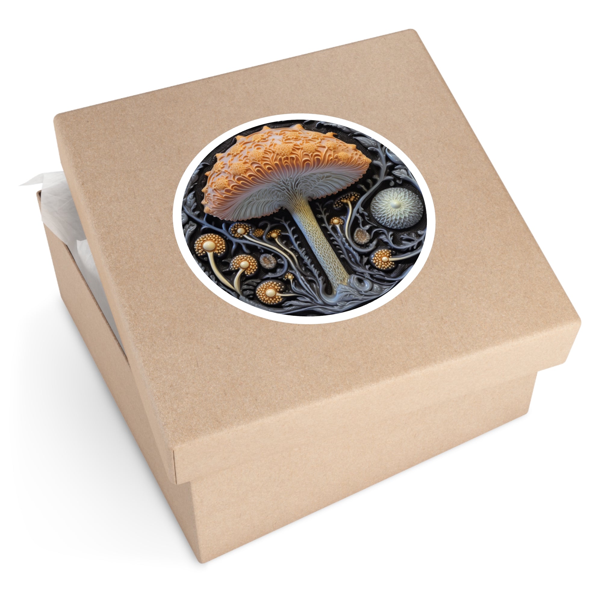 Mushroom Medallion, Fantasy Art Sticker, Laptop Decal, Dreamcore Gift