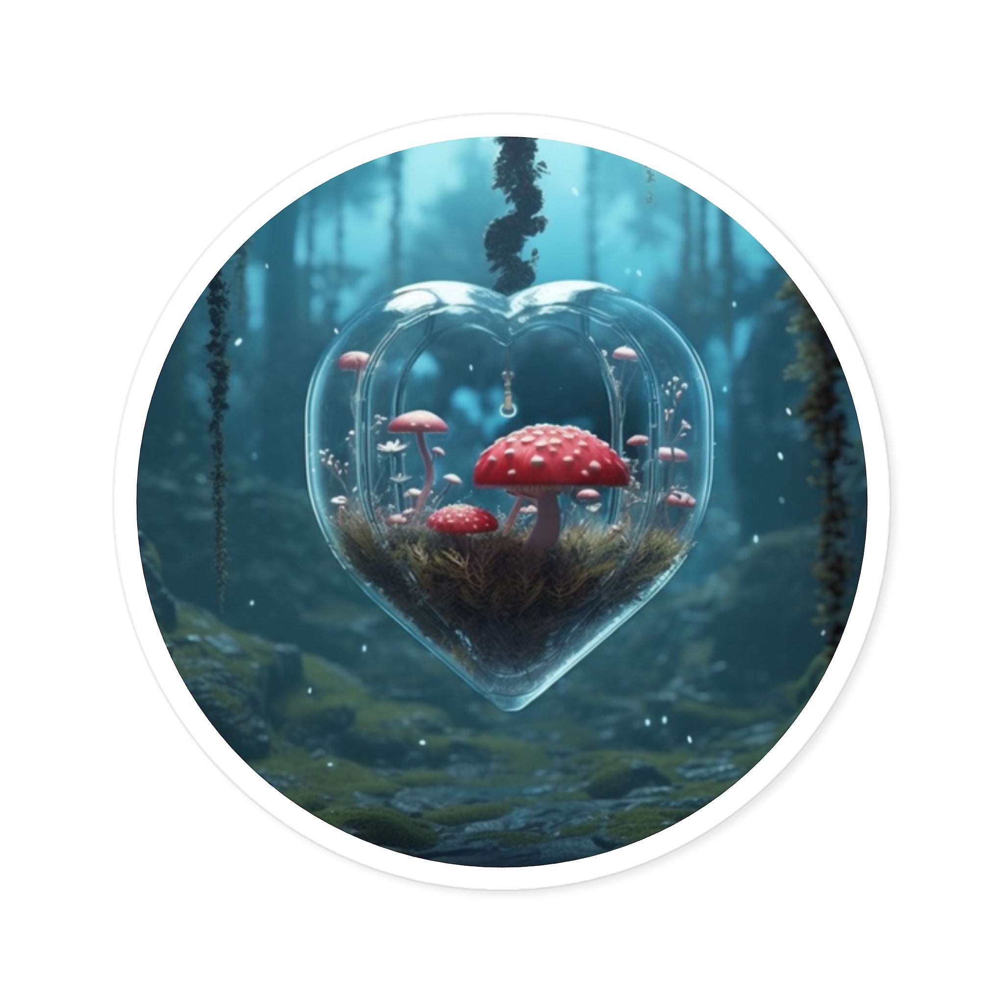 Heart Terrarium, Fantasy Sticker, Nature Decor, Unique Gift