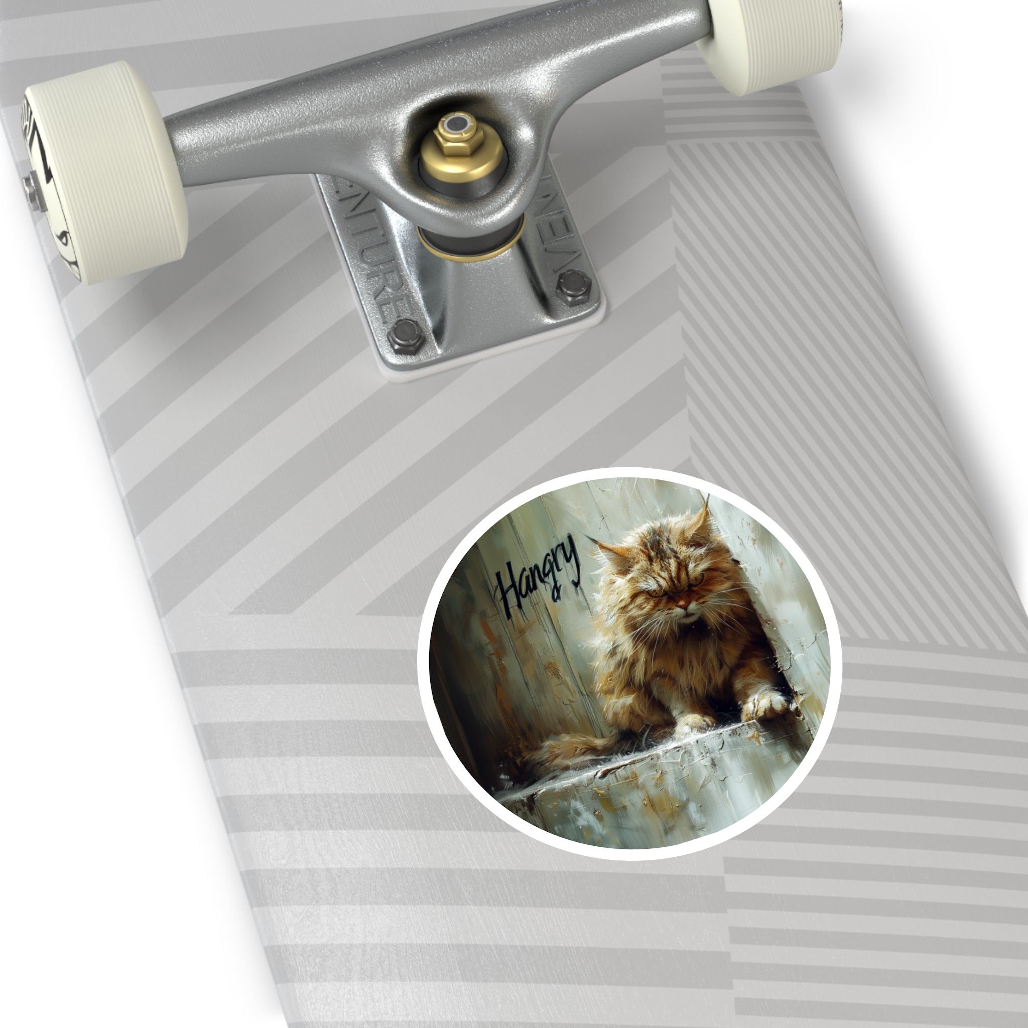 Hangry Cat Sticker, Grumpy Feline Art, Funny Mood Design, Gift Idea