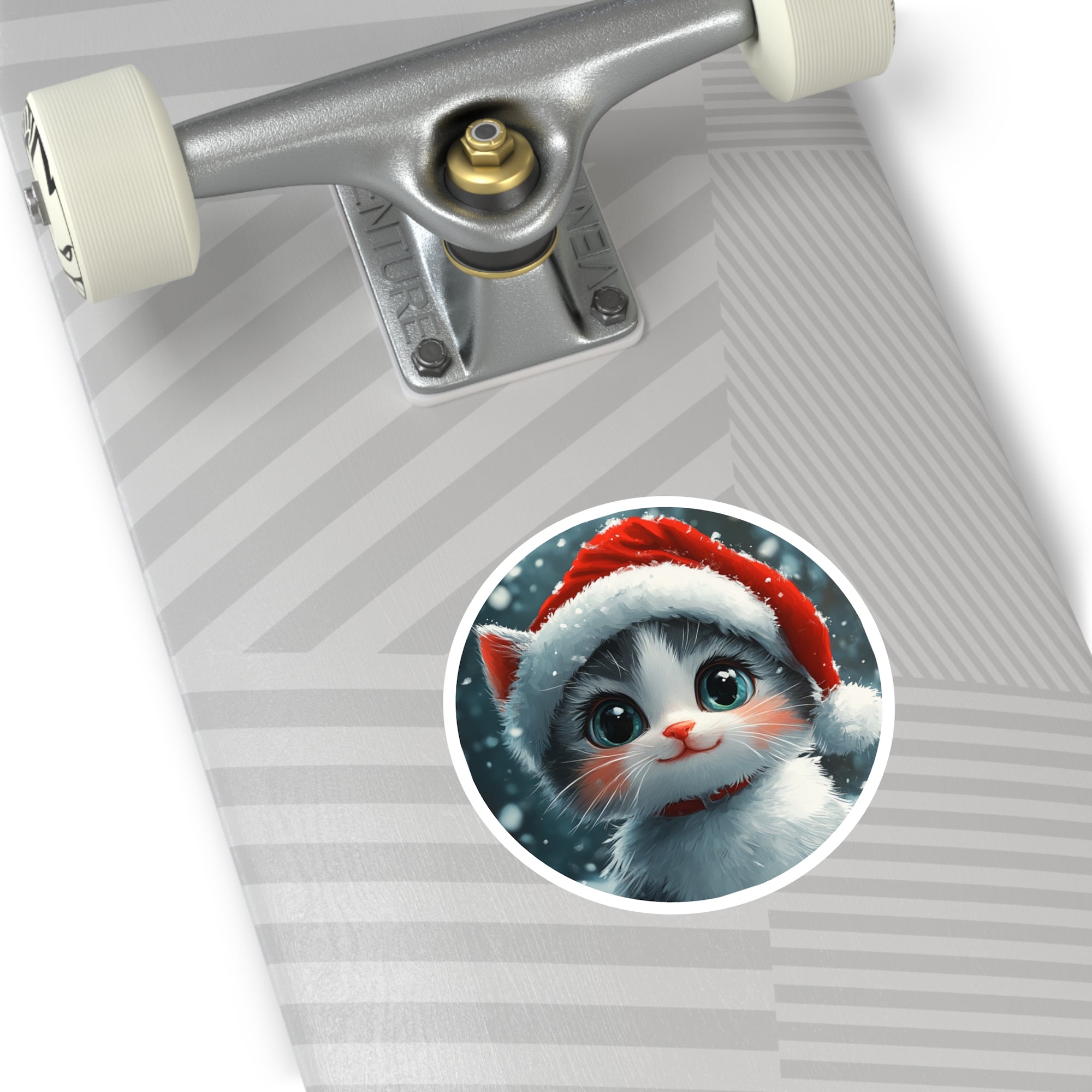 Cute Holiday Kitten Sticker, Christmas Cat Art, Festive Winter Design, Adorable Gift