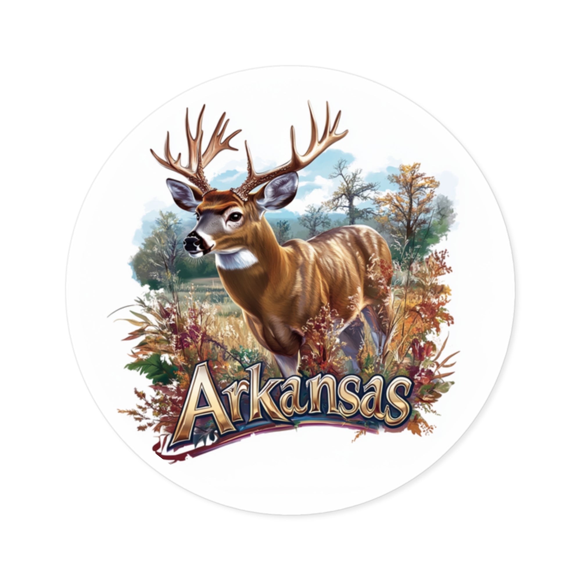Arkansas Deer Sticker, State Animal Design, Woodland Nature Art, Rustic Wildlife